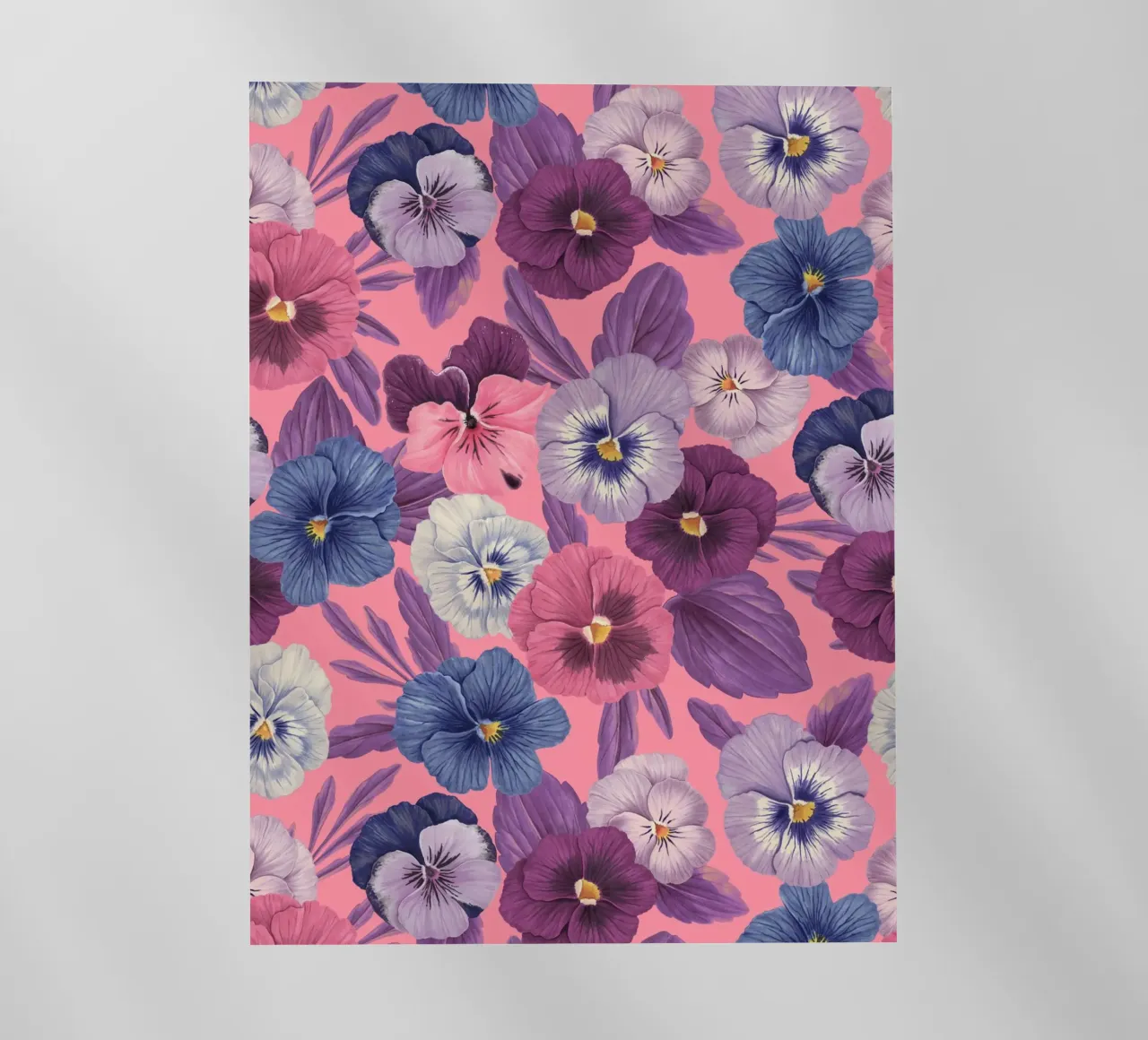 Colorful pansies on candy pink backlit film by Painted Nature