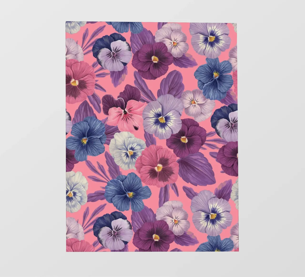 Colorful pansies on candy pink pvc cover by Painted Nature