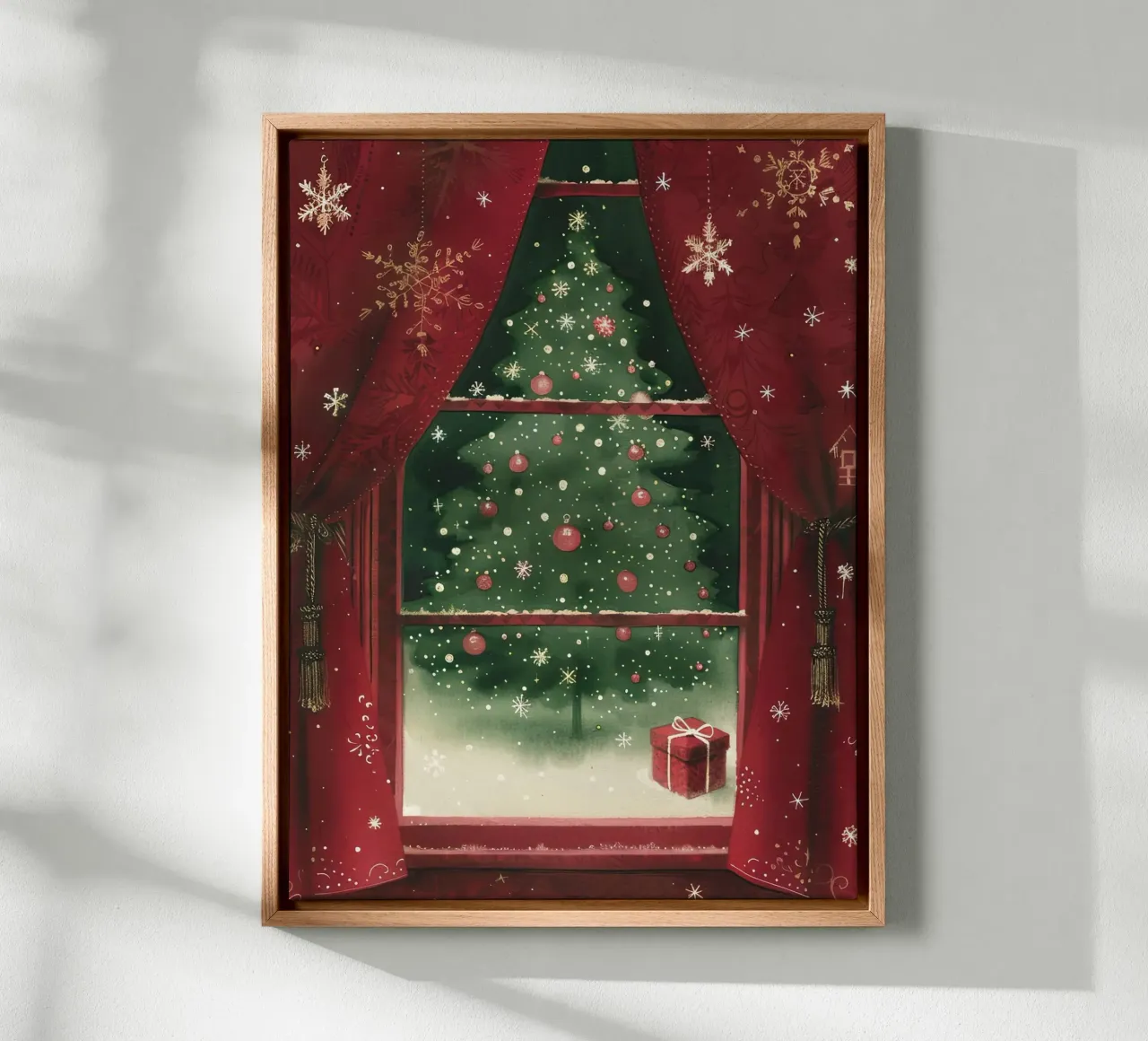 Through the Christmas Window canvas with Floater frame by Rustic Grace Studio 02