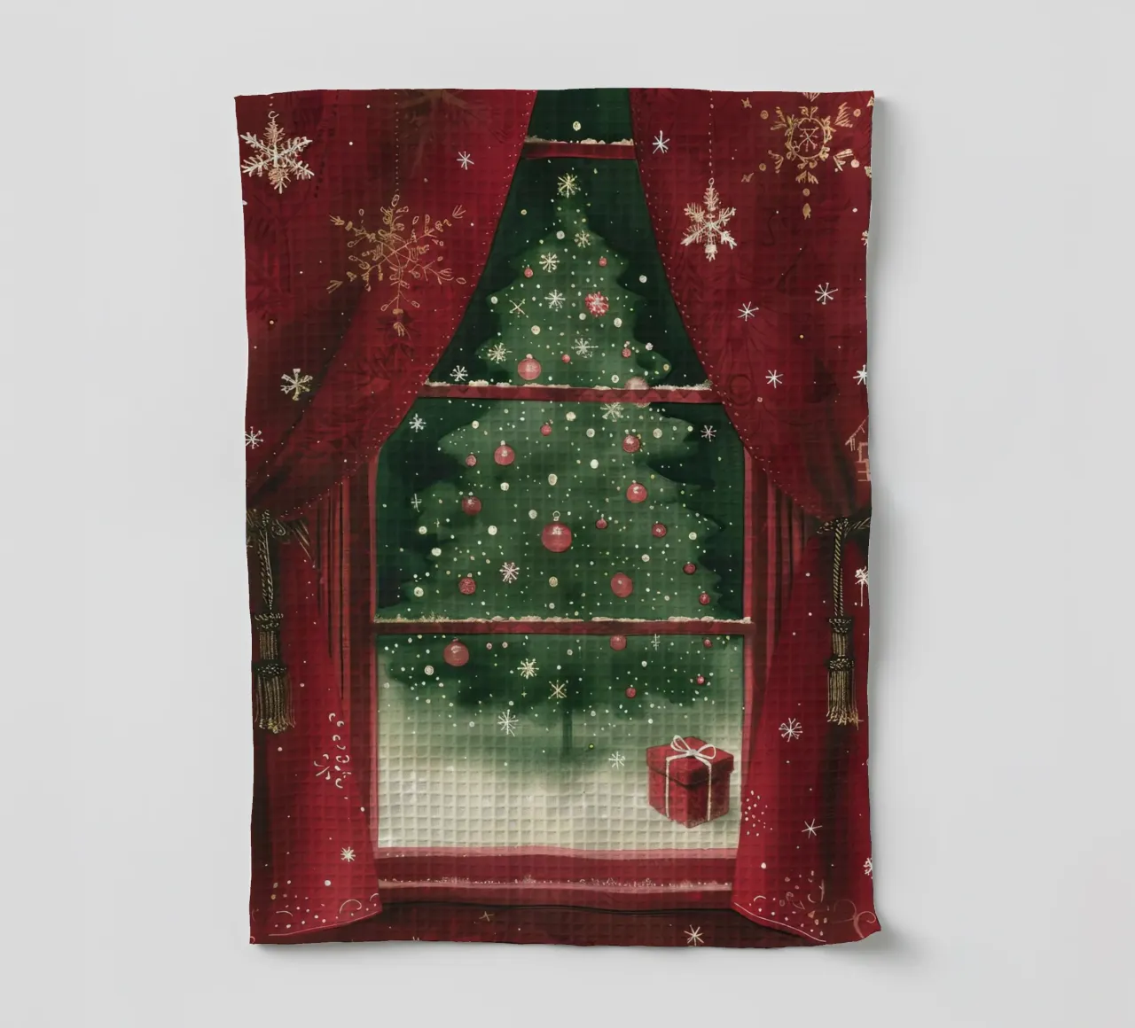 À travers la fenêtre de Noël torchon de Rustic Grace Studio 02