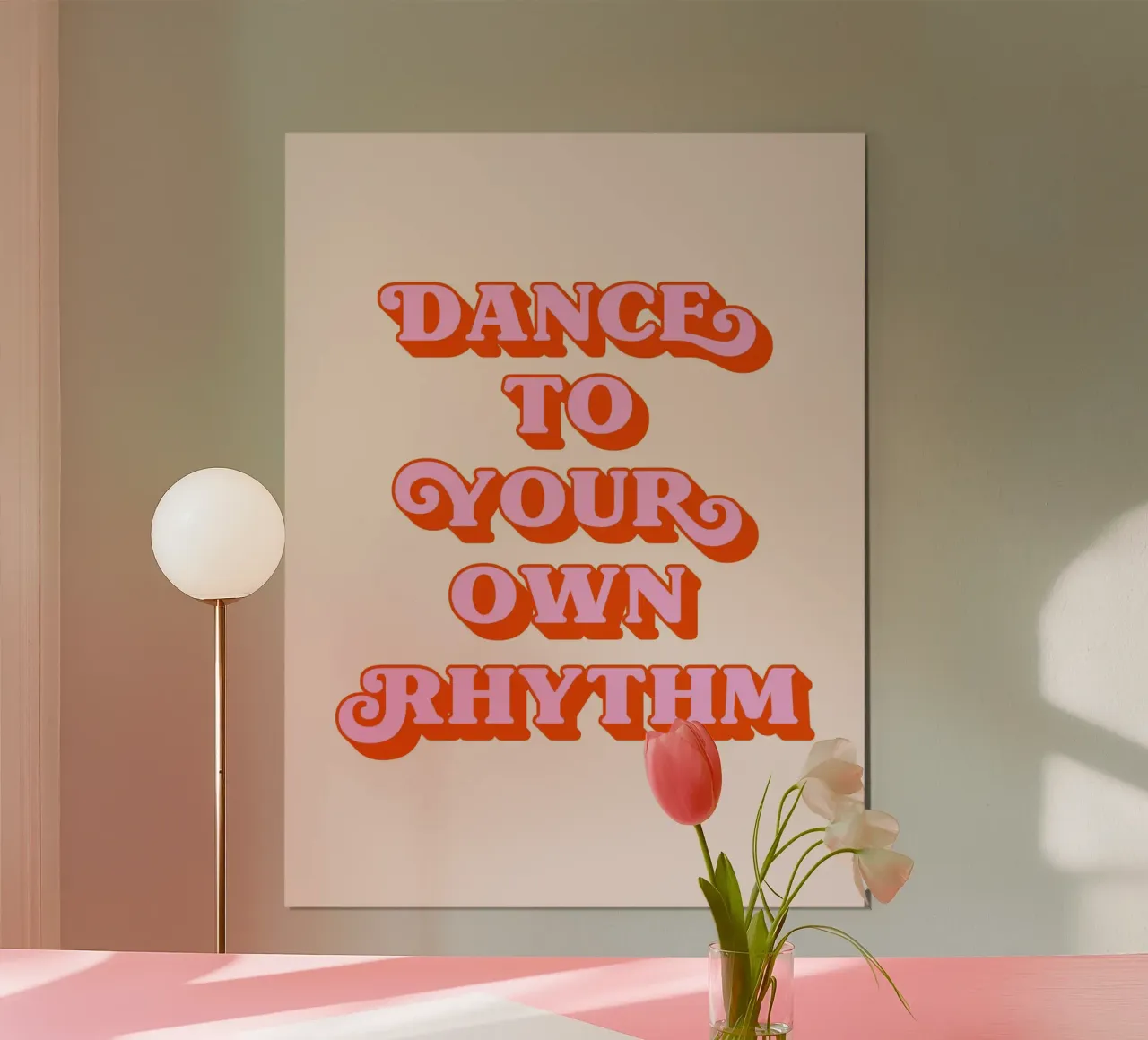 Citation "Danse à ton rythme" (tonalité pêche et rose) poster de Paigaam Studio