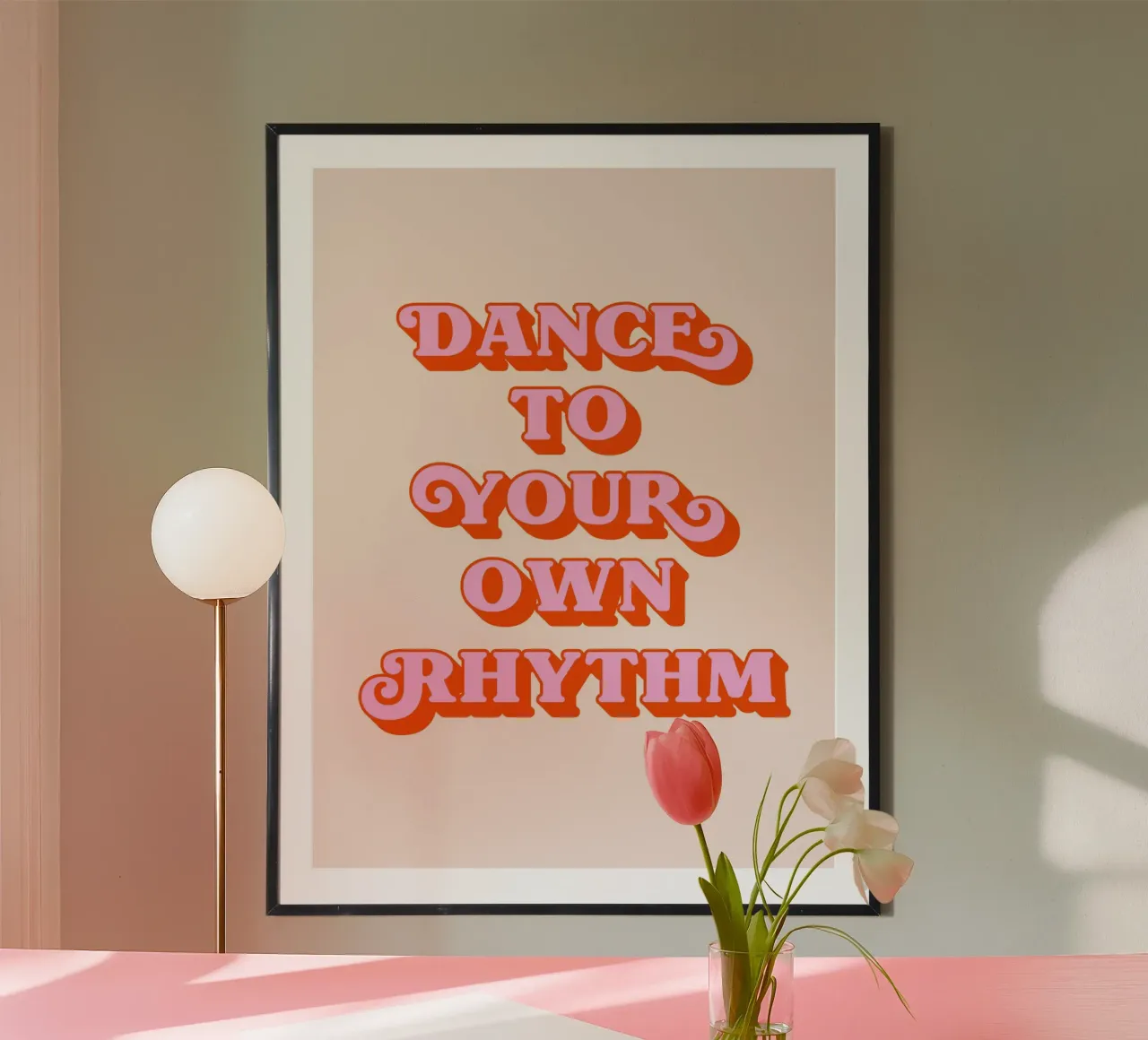 Citation "Danse à ton rythme" (tonalité pêche et rose) poster de Paigaam Studio