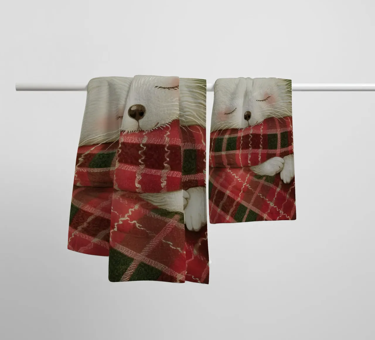 Gezellige pup dromen badhanddoek van Rustic Grace Studio 02