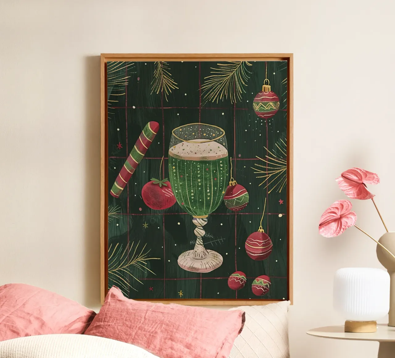 Bicchiere verde di gioia tela con Cornice a cassetta da Rustic Grace Studio 02