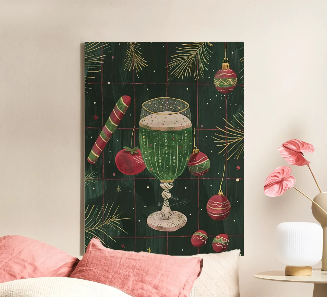 Bicchiere verde di gioia tela con Cornice a cassetta da Rustic Grace Studio 02