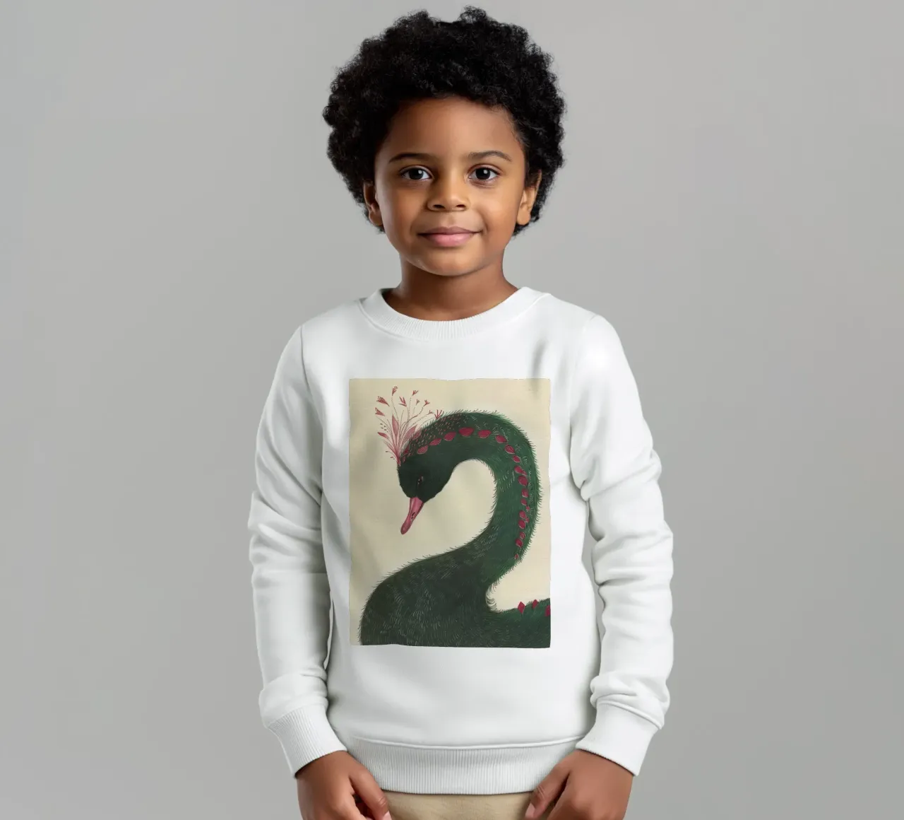 The Regal Swan kids sweatshirt by Rustic Grace Studio 02