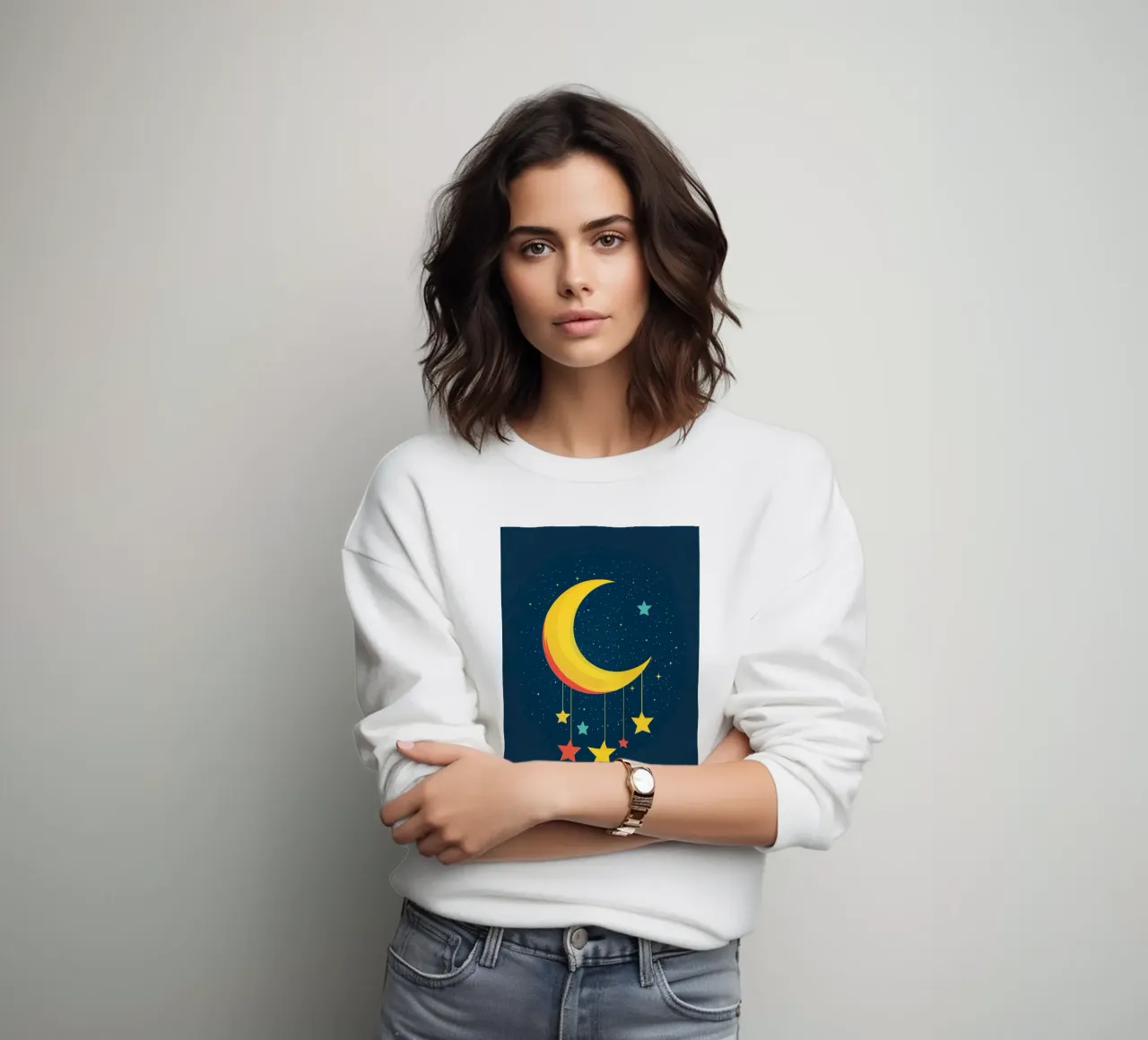 Luna in una notte stellata felpa da DreamPixel