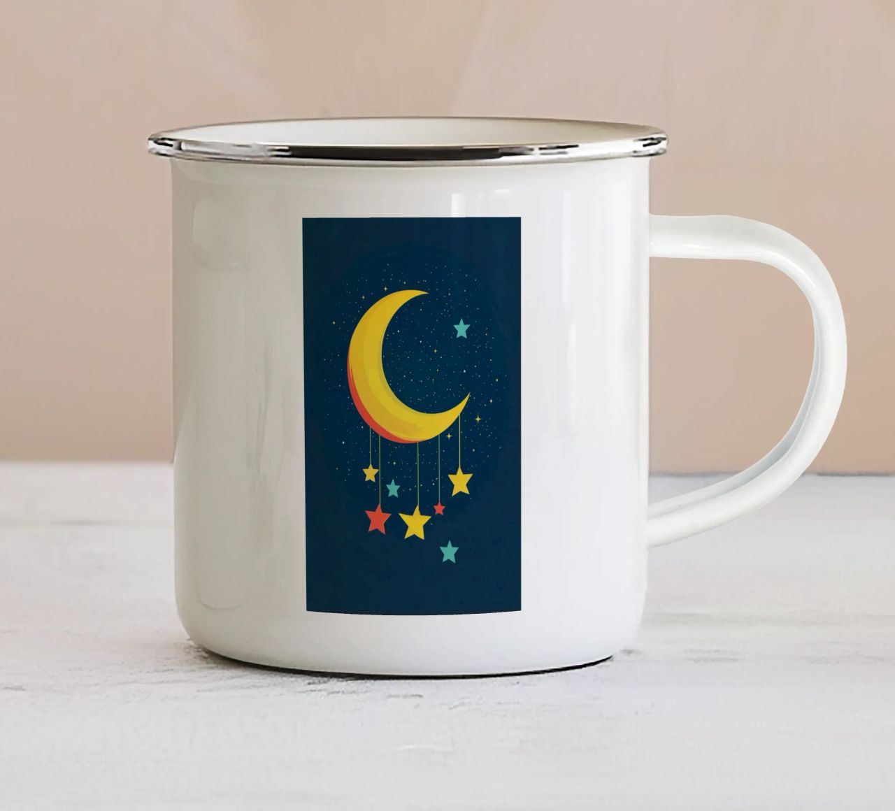 Luna in una notte stellata tazza in smalto da DreamPixel