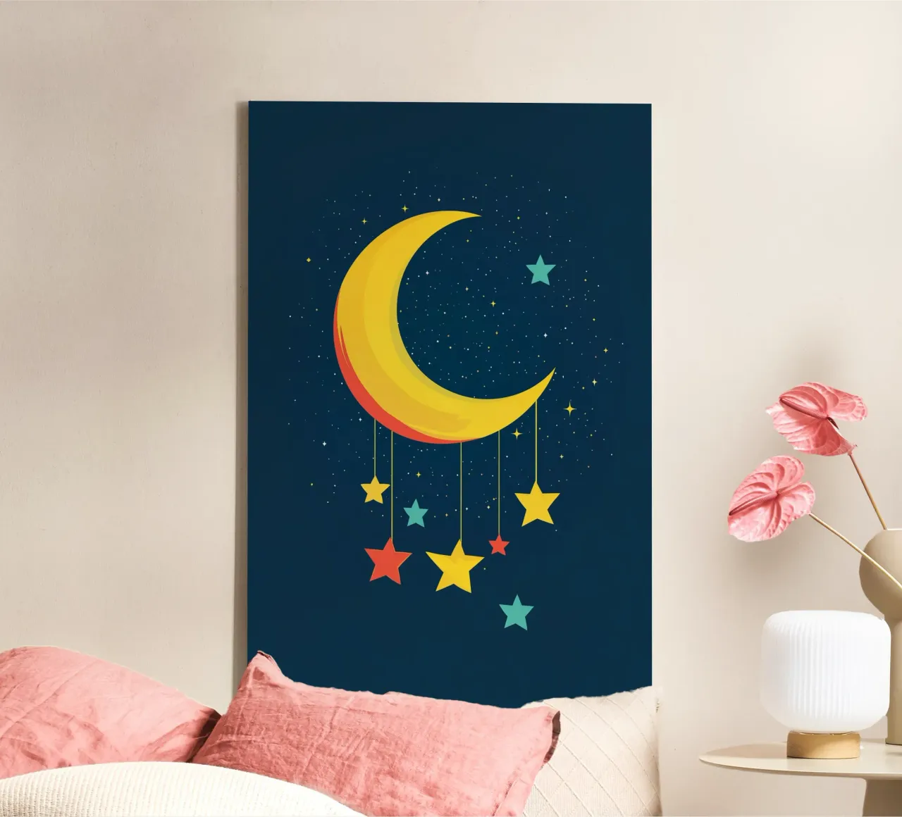 Luna in una notte stellata tela con Cornice a cassetta da DreamPixel