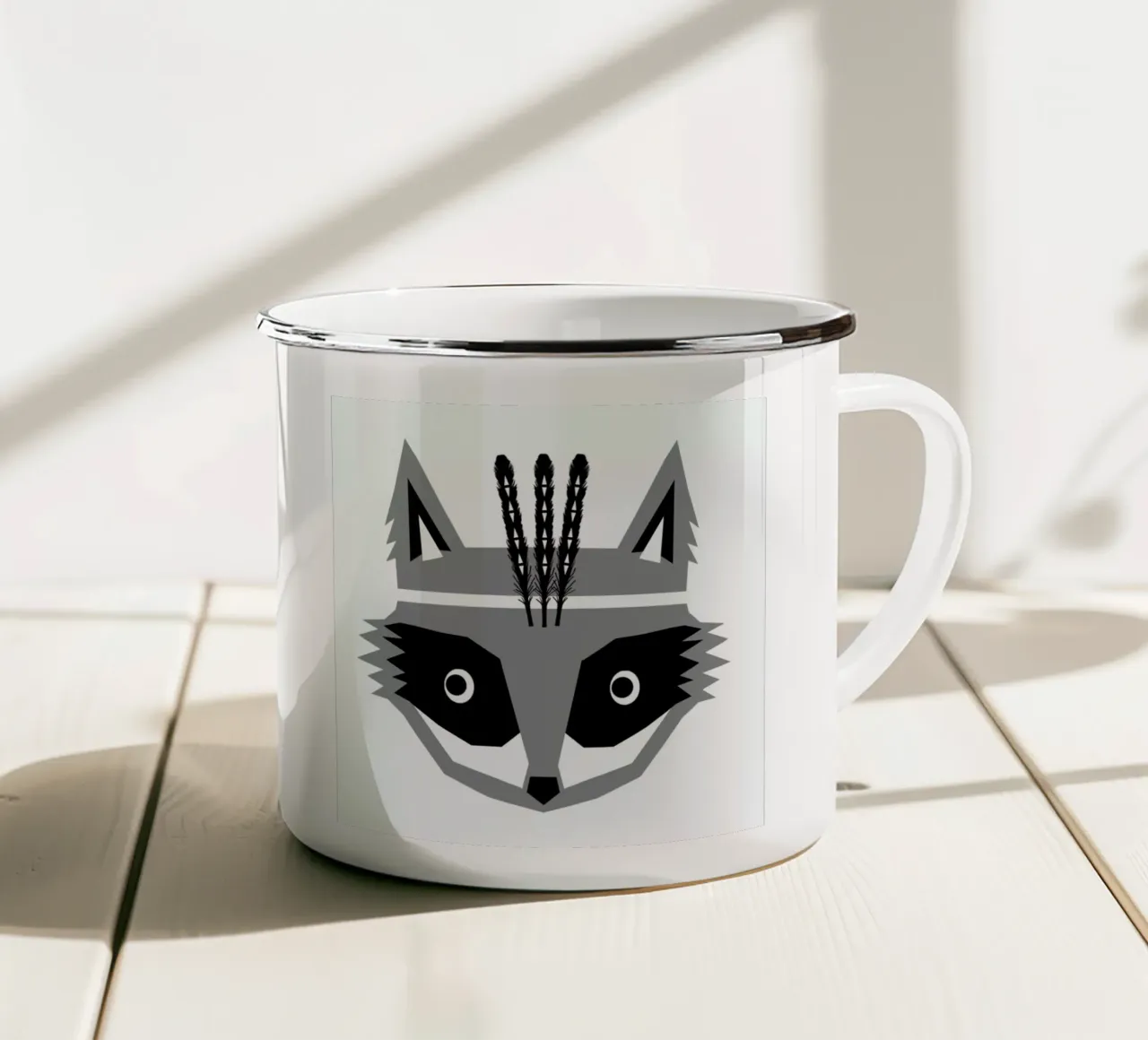 Southwest Raccoon tazza in smalto da Charlotte Winter