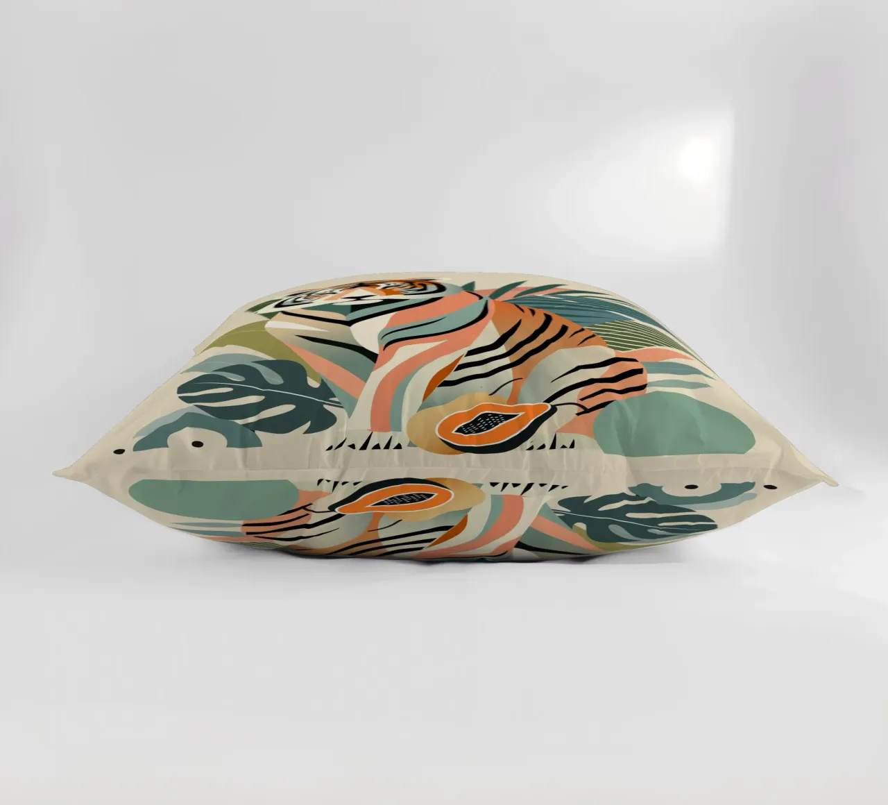 Tigers in the tropical jungle - Harmonious colour composition decorative cushion by namosh