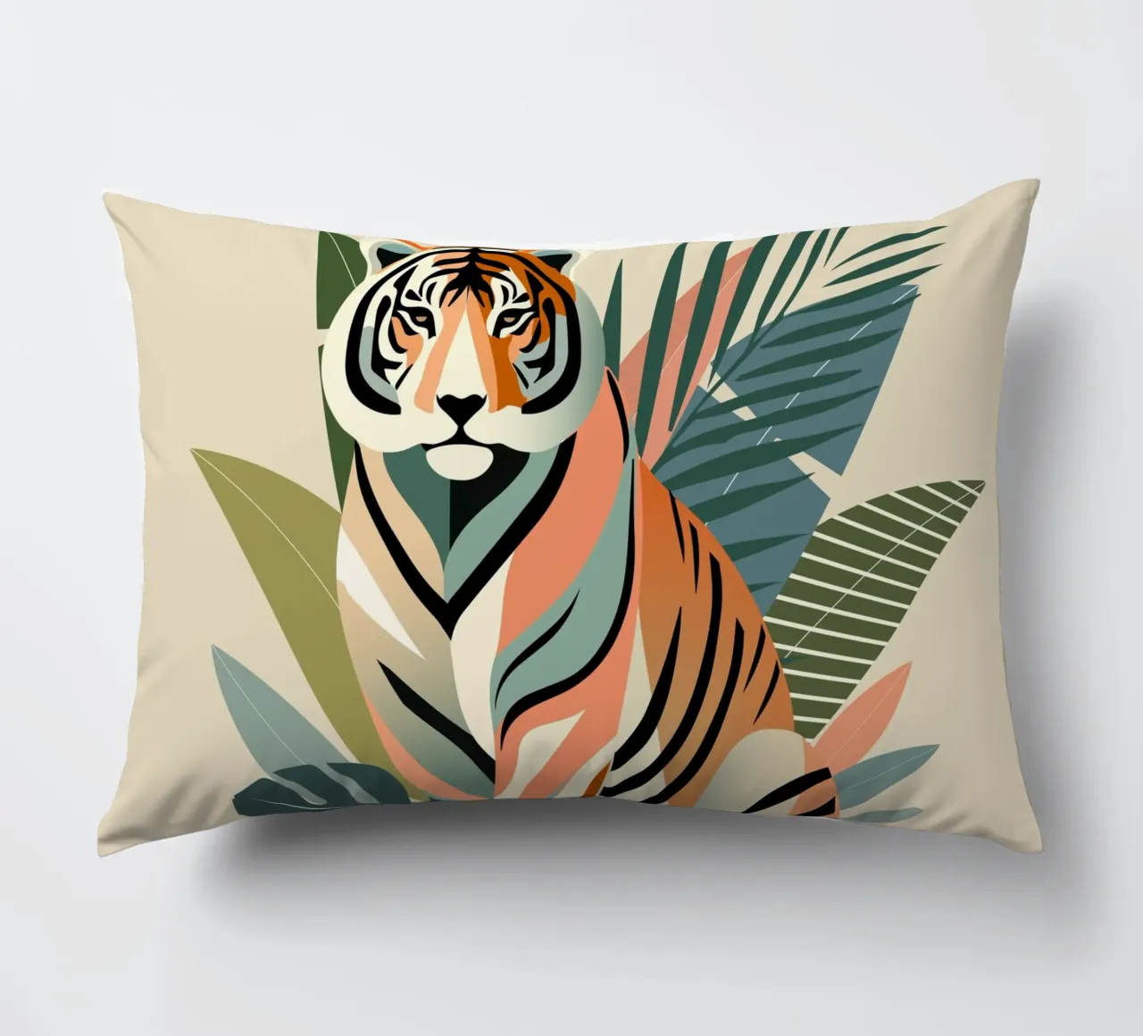Tigers in the tropical jungle - Harmonious colour composition decorative cushion by namosh