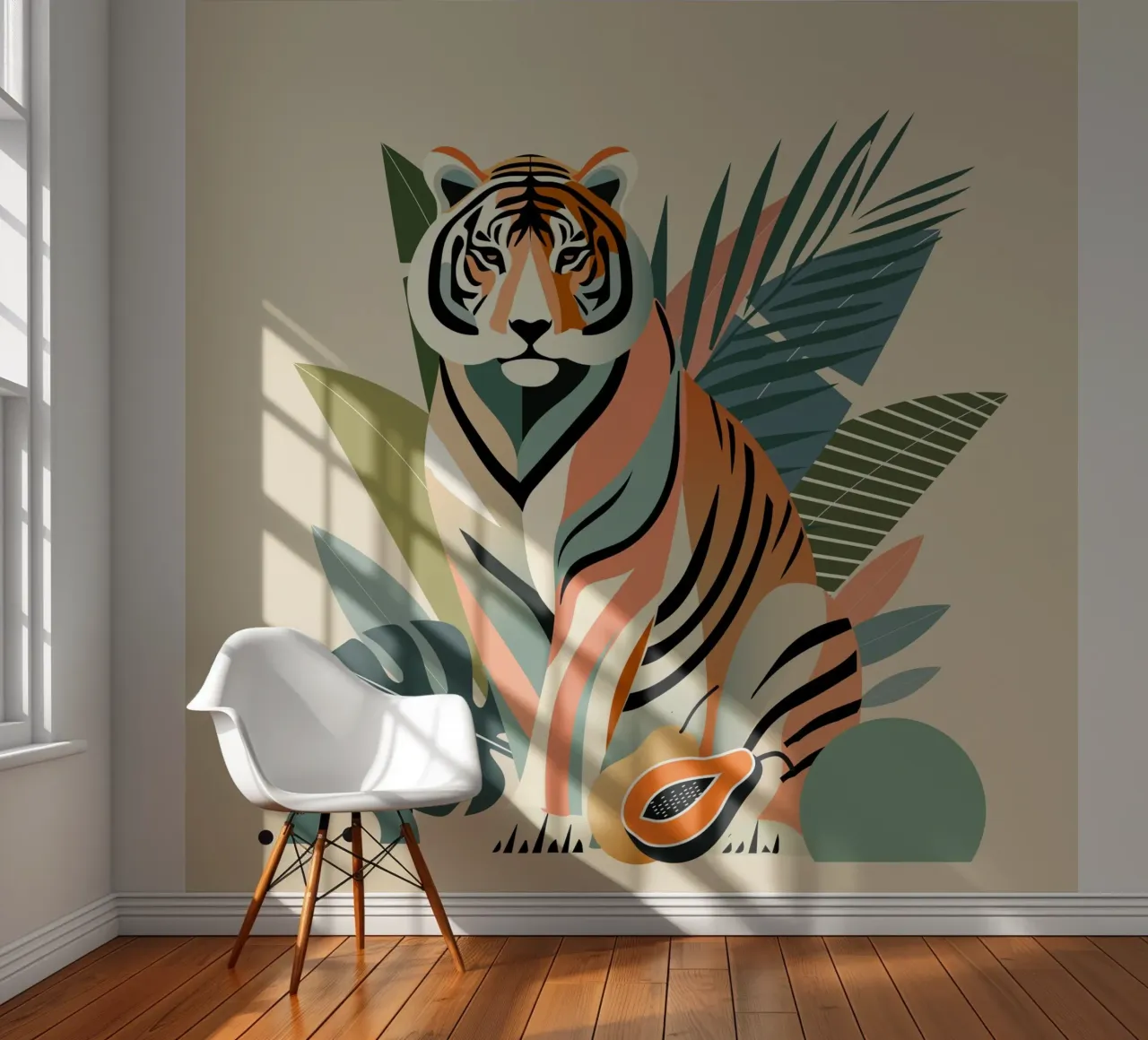 Tigers in the tropical jungle - Harmonious colour composition photo wallpaper by namosh