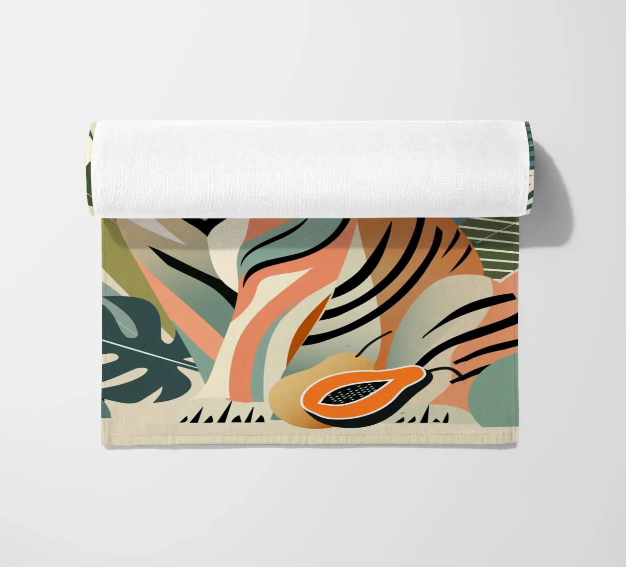 Tigers in the tropical jungle - Harmonious colour composition beach towel by namosh