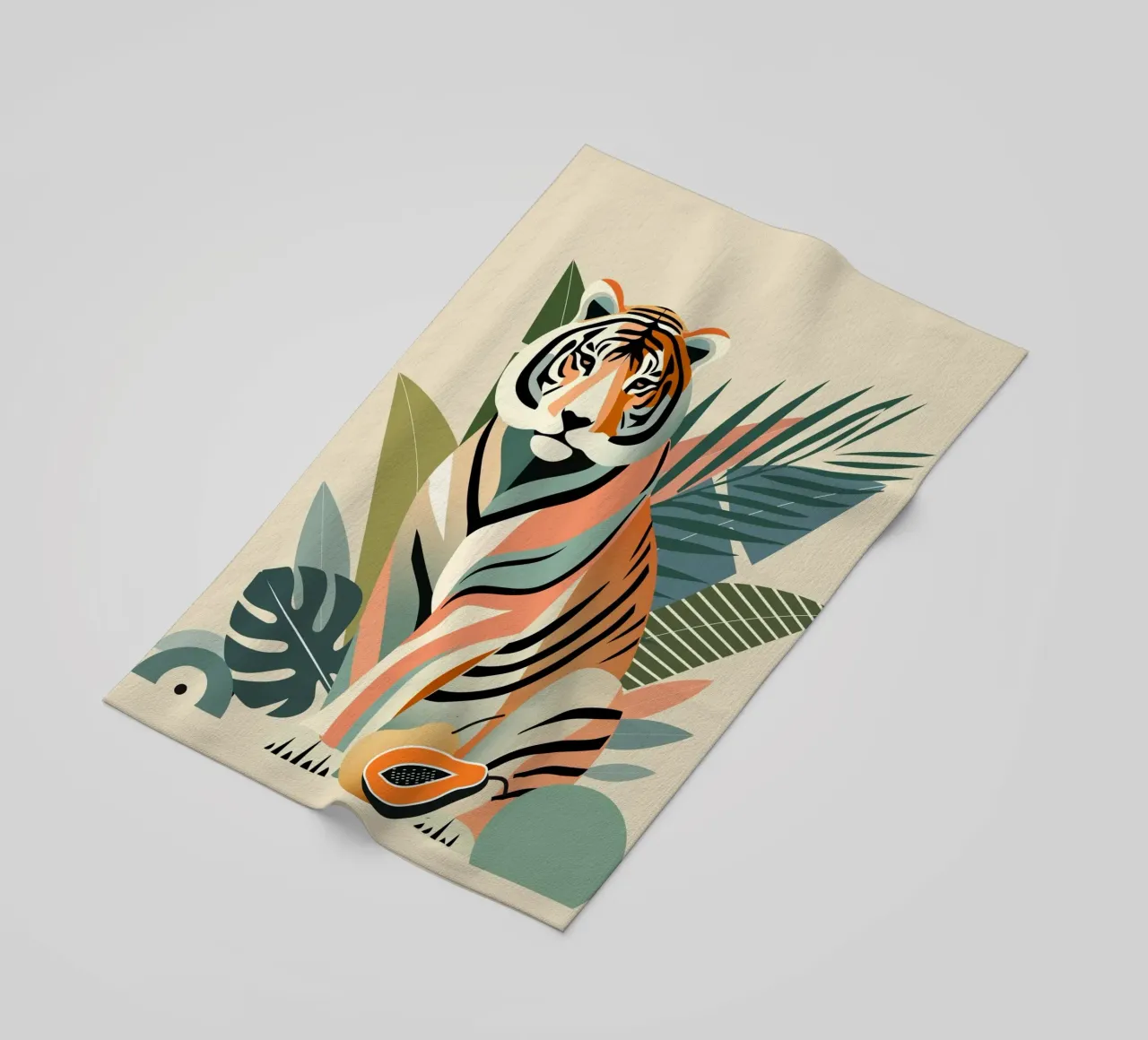 Tigers in the tropical jungle - Harmonious colour composition beach towel by namosh