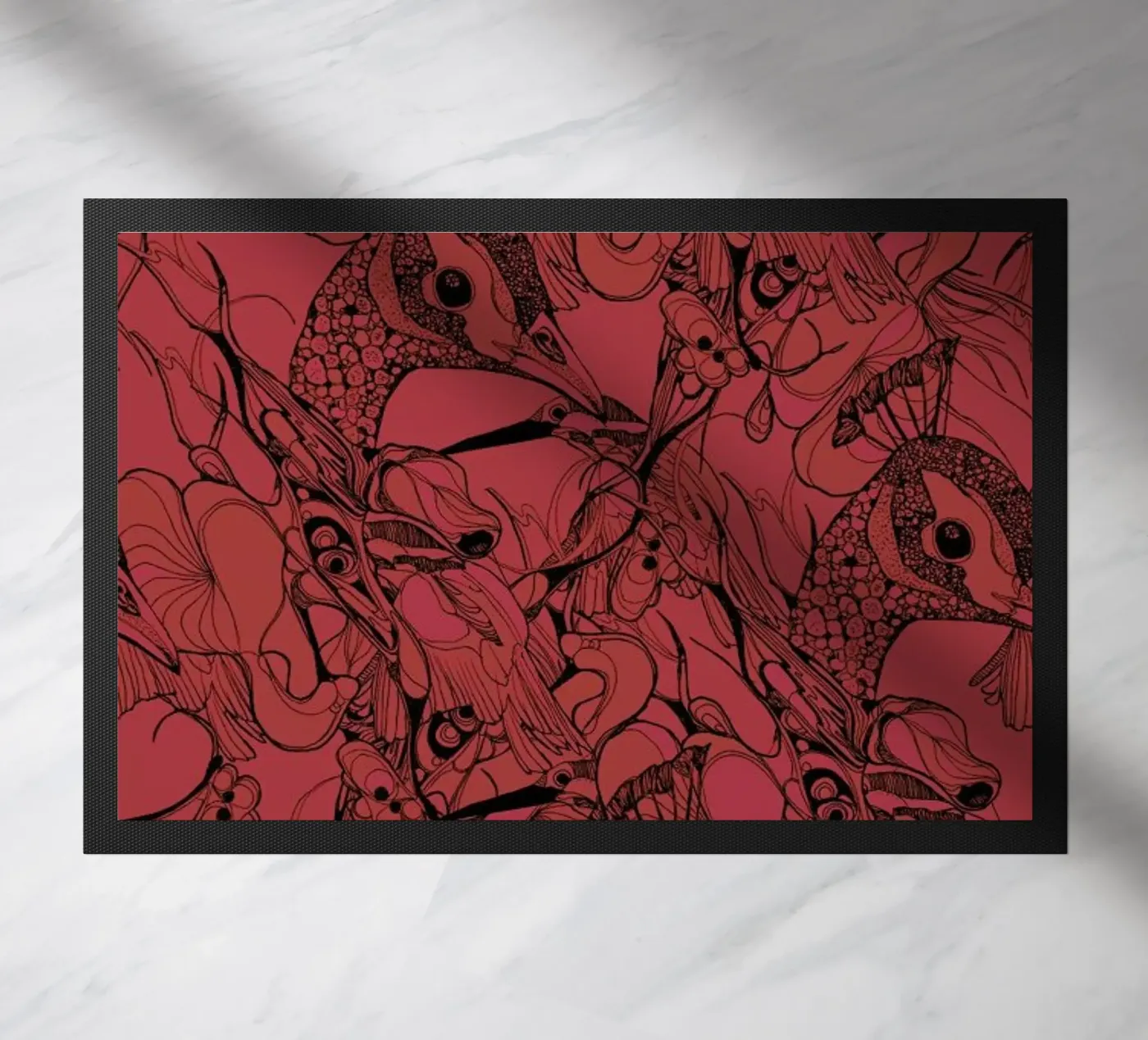 Peacock Red doormat by Giulio Iurissevich