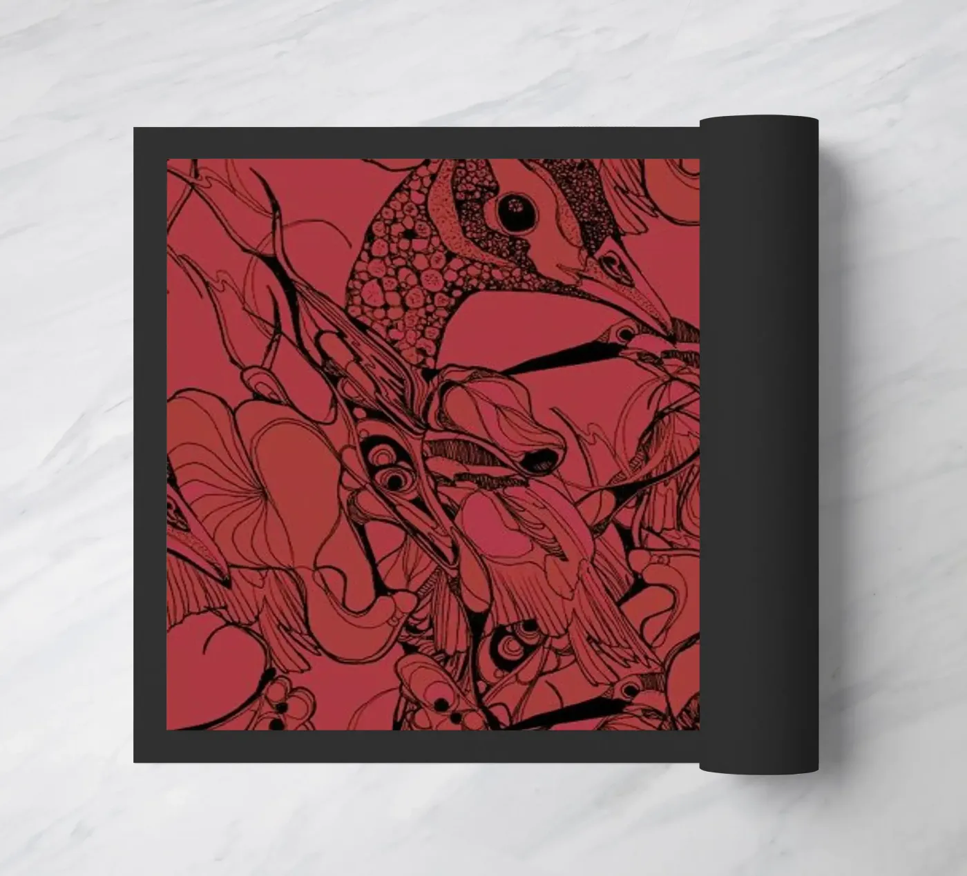 Peacock Red doormat by Giulio Iurissevich