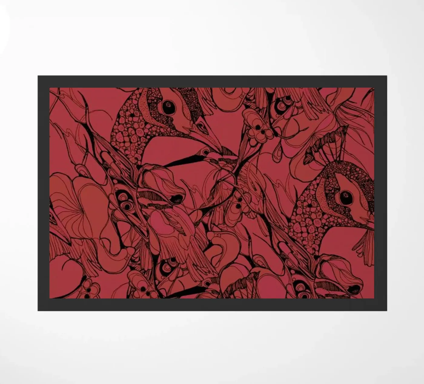 Peacock Red doormat by Giulio Iurissevich