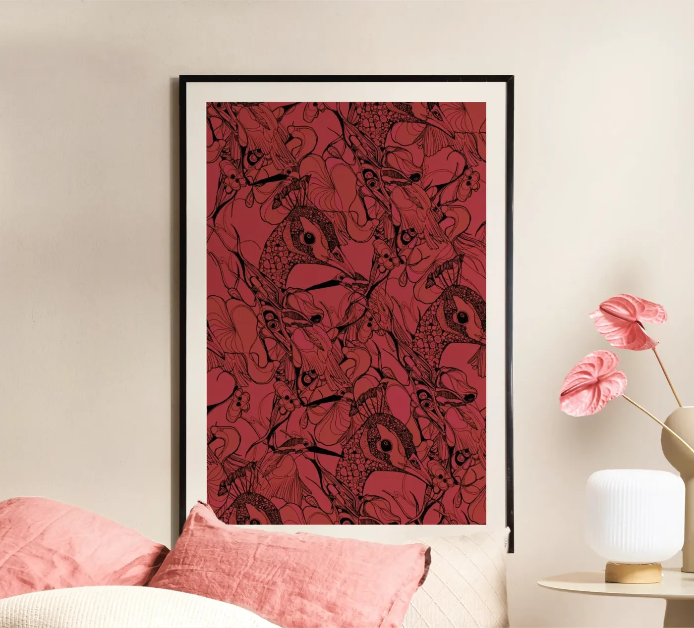 Peacock Red poster van Giulio Iurissevich