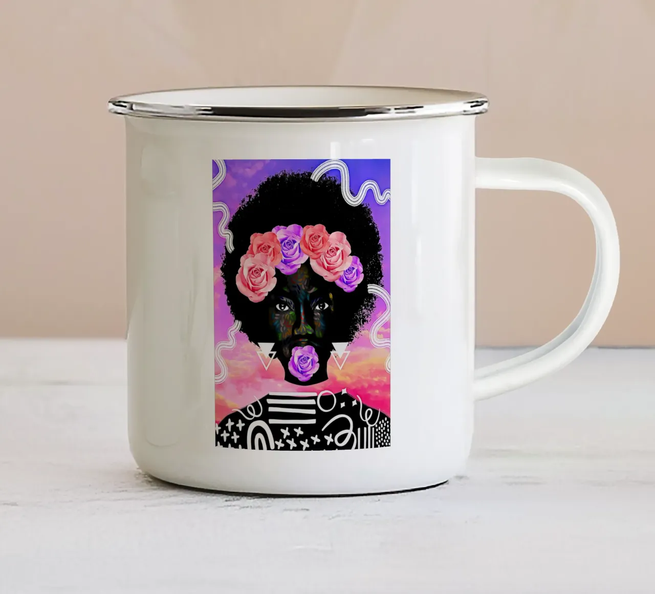 Afro Cycle tazza in smalto da Mathudace Créas