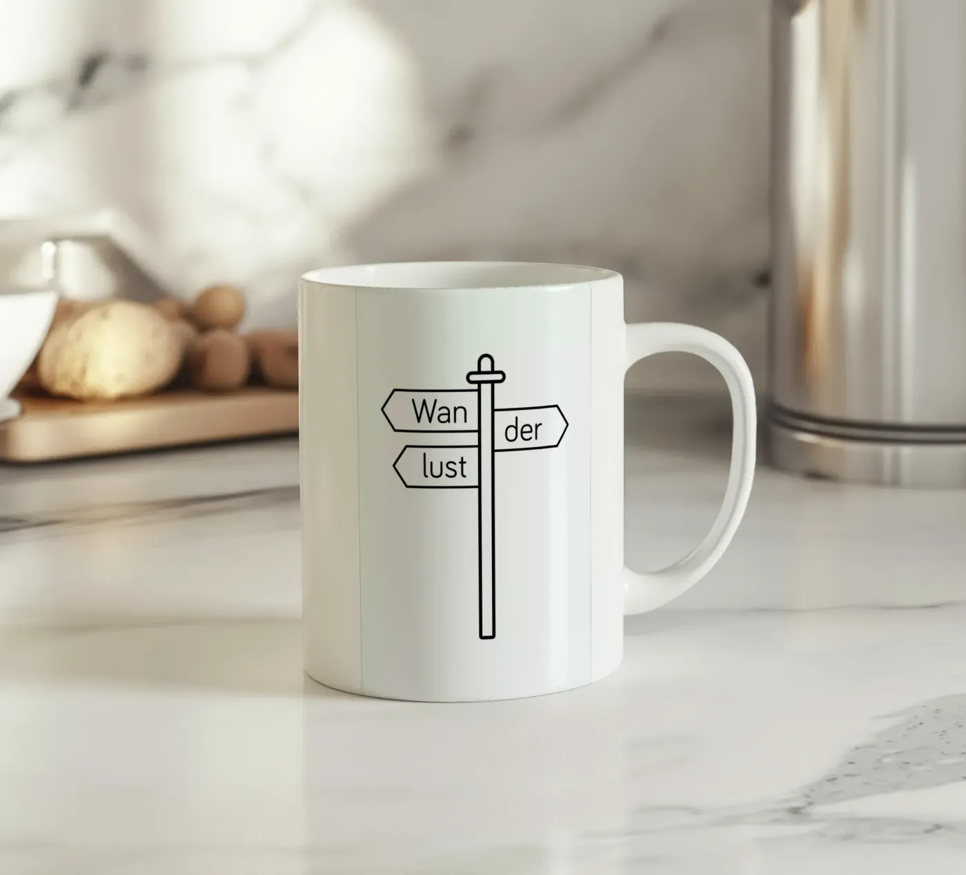 Wanderlust ceramic mug by Chris Wharton