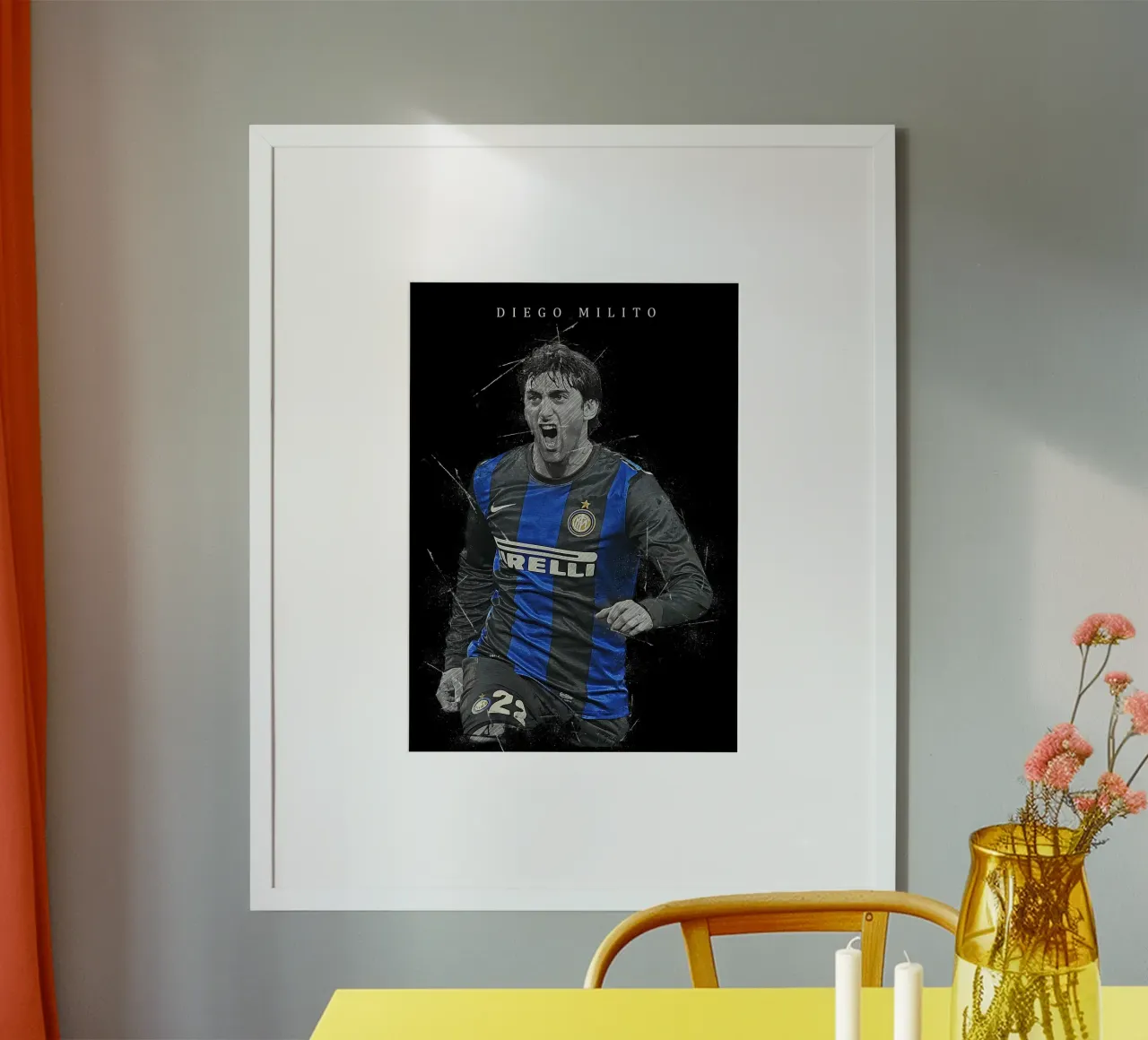 Diego Milito poster con telaio in legno da tenten