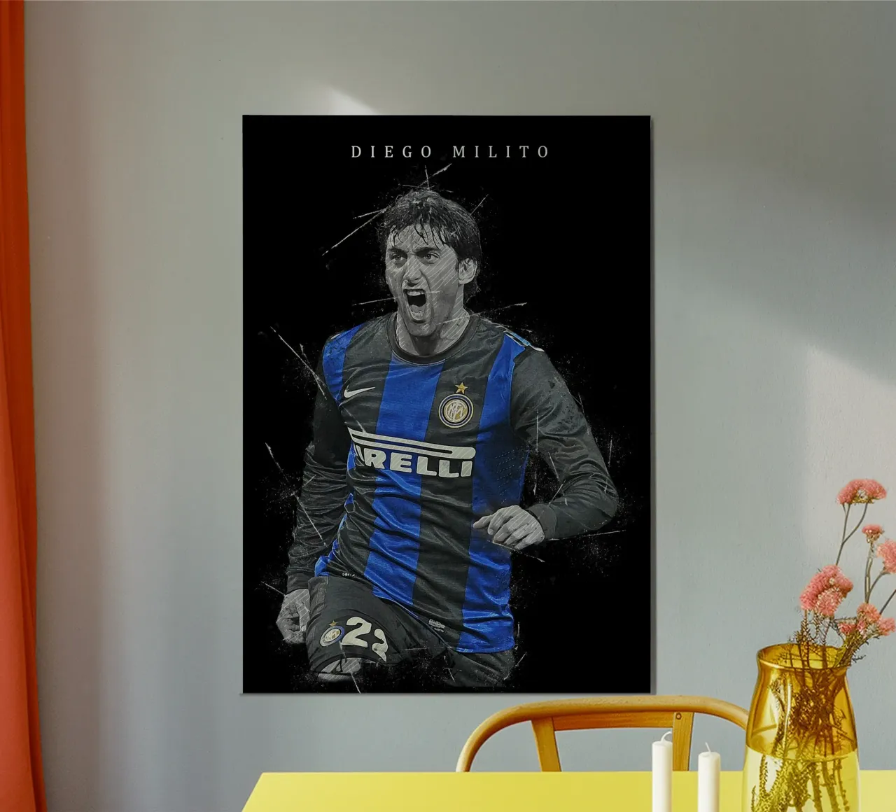 Diego Milito poster con telaio in legno da tenten