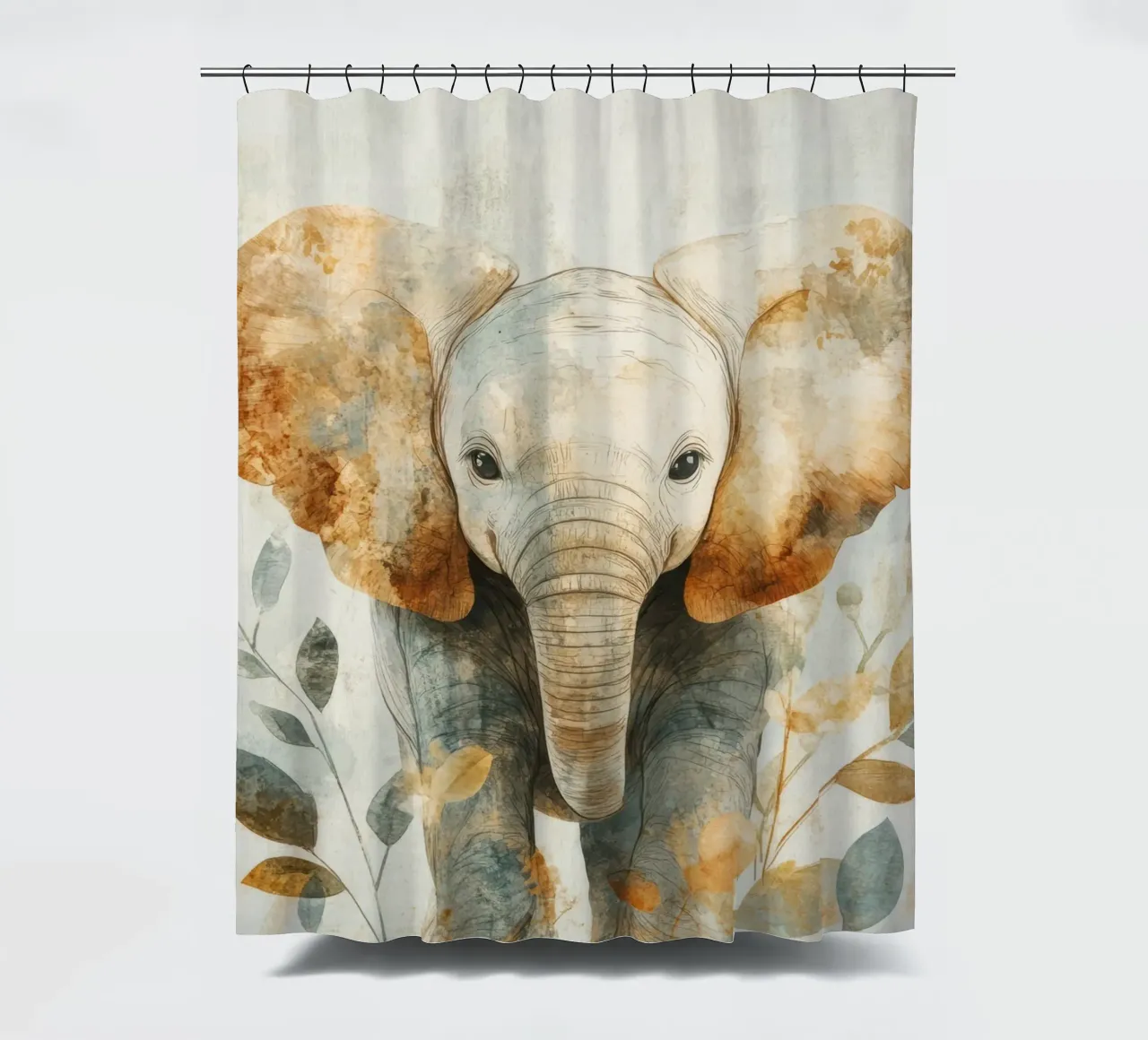 Elephant nursery shower curtain by Imagine