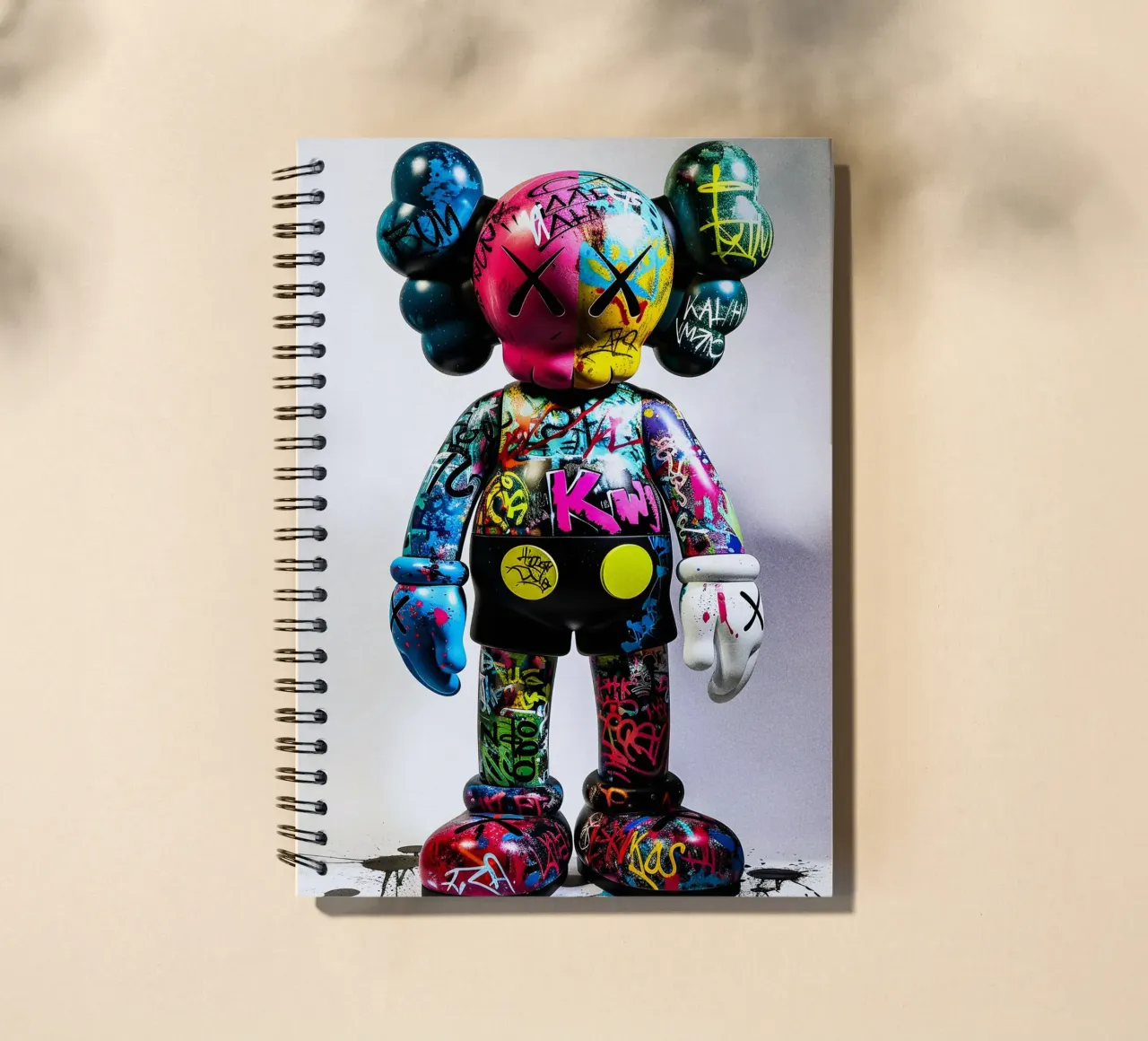 Pop art KAWS Graffiti spiral notebook by FreeArtStudio
