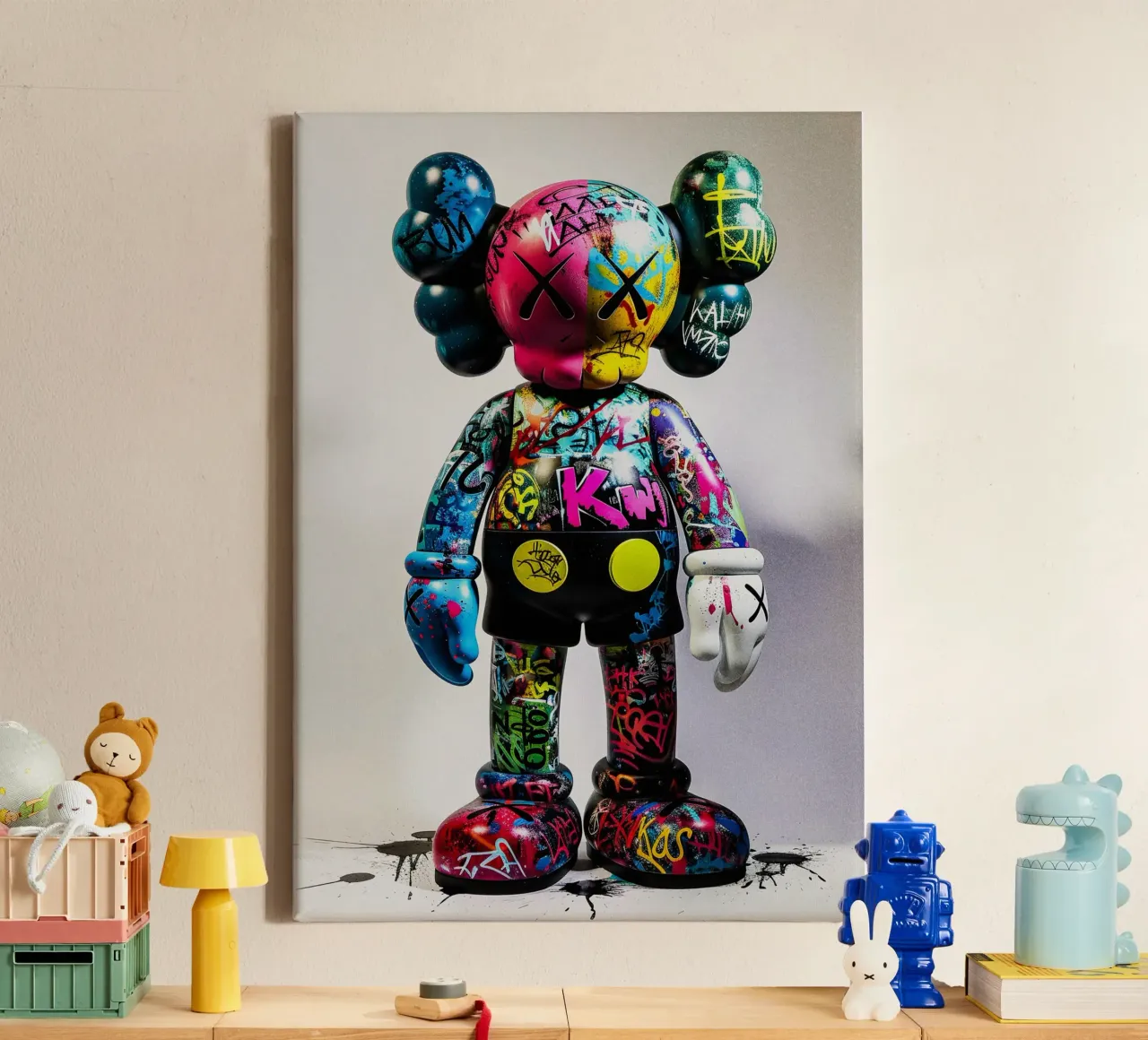 Pop art KAWS Graffiti canvas by FreeArtStudio
