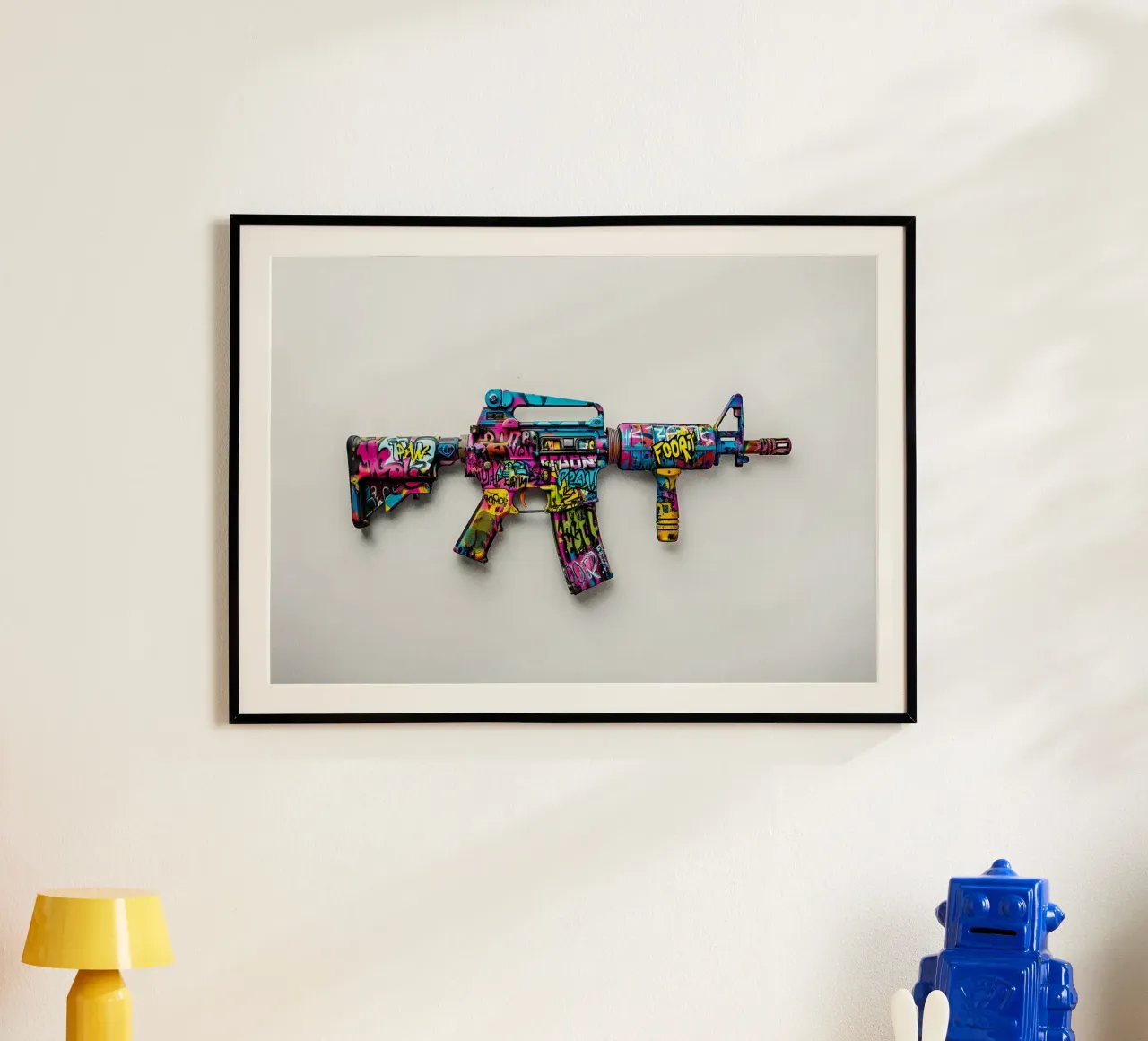 Pop art PUBG M416 Graffiti carta hahnemühle da FreeArtStudio