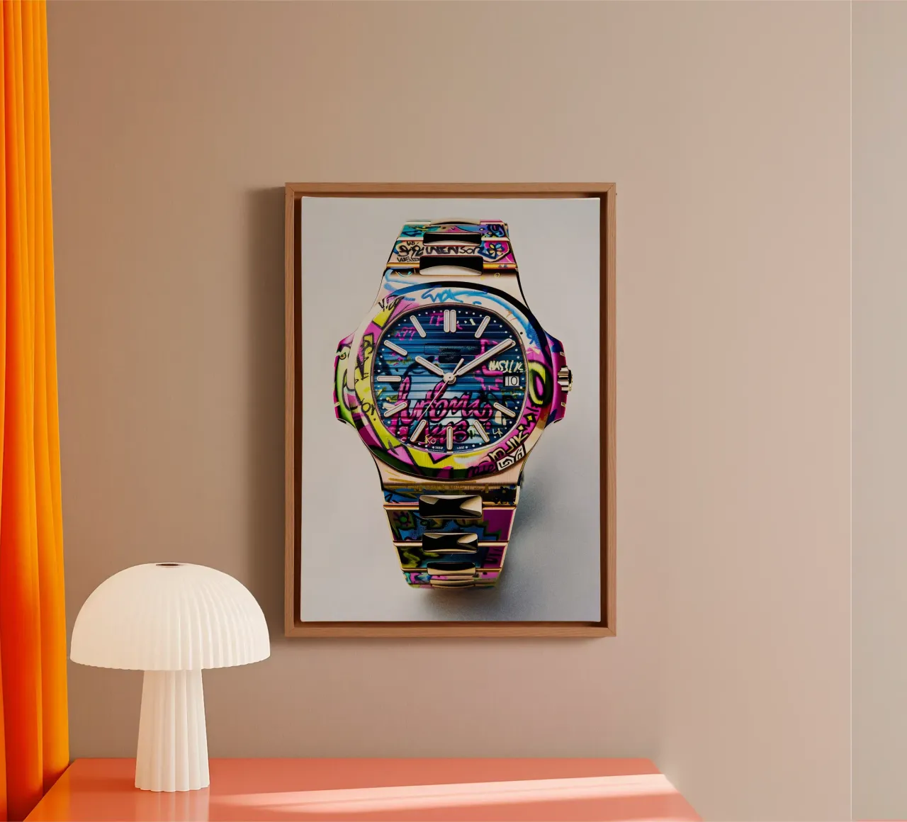 Pop art Patek Philippe Graffiti tela con Cornice a cassetta da FreeArtStudio
