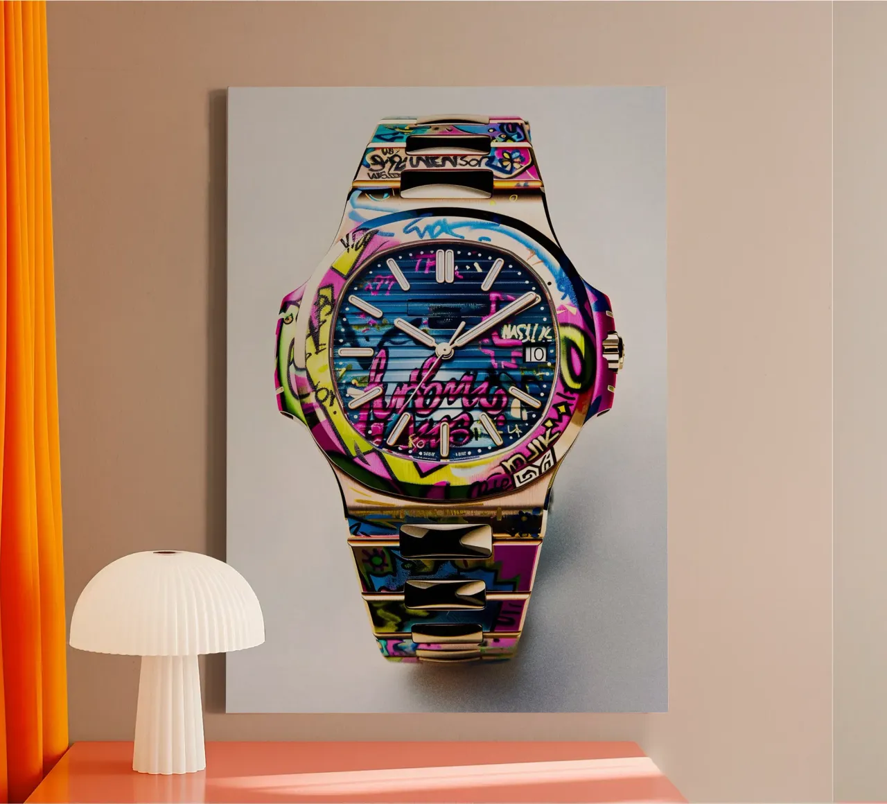Pop art Patek Philippe Graffiti tela con Cornice a cassetta da FreeArtStudio