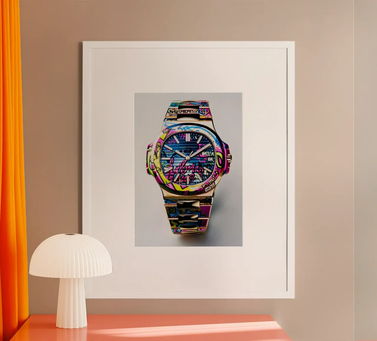 Pop art Patek Philippe Graffiti poster con telaio in alluminio da FreeArtStudio