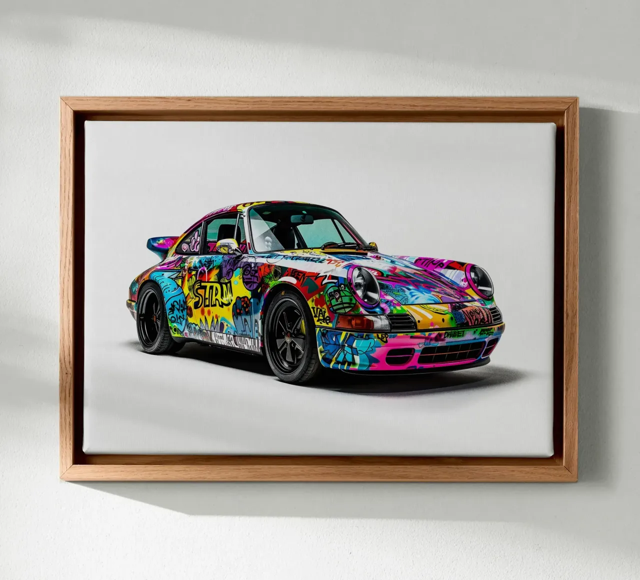 Pop art Porsche 911 Graffiti tela con Cornice a cassetta da FreeArtStudio