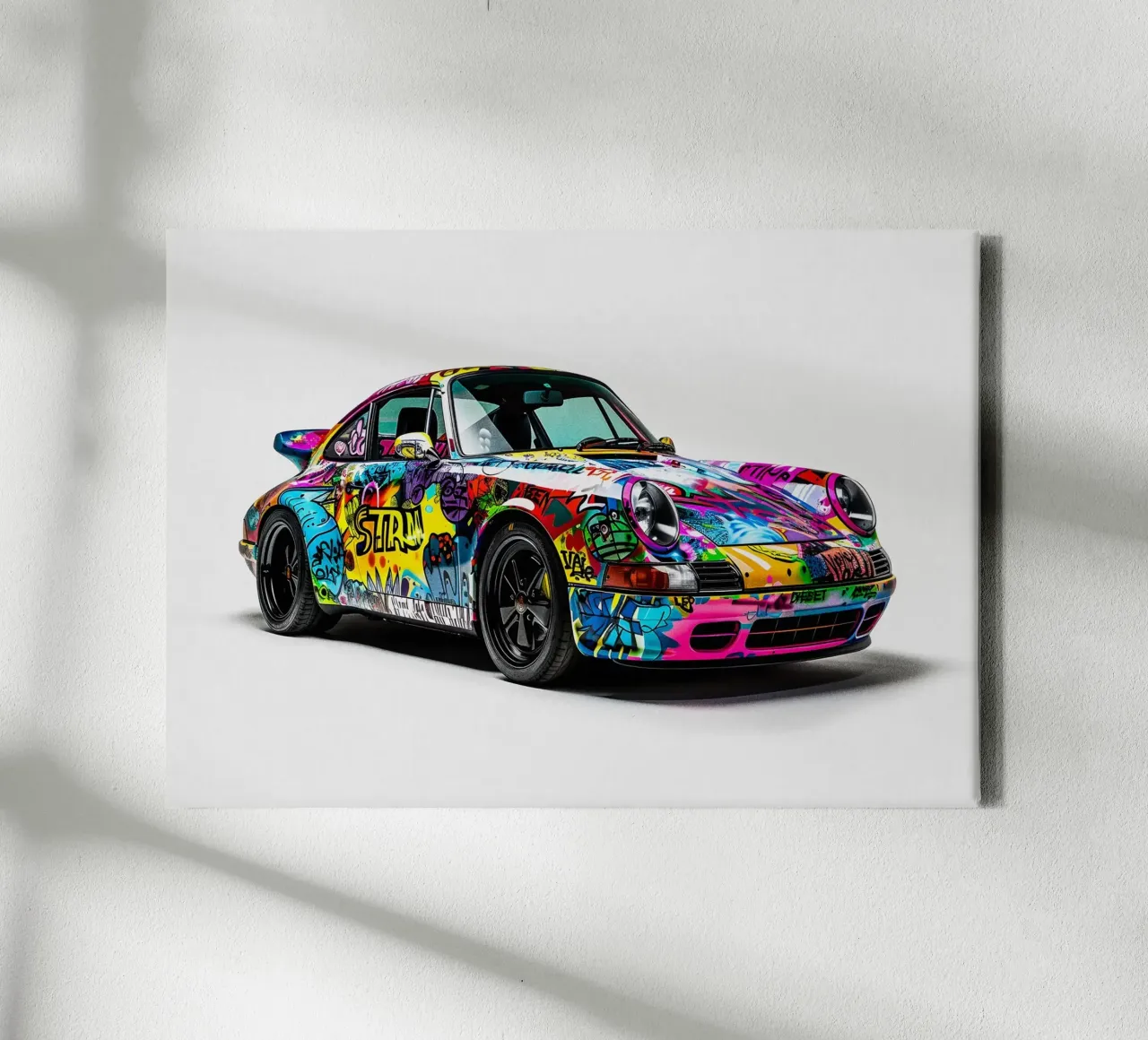 Pop art Porsche 911 Graffiti tela con Cornice a cassetta da FreeArtStudio
