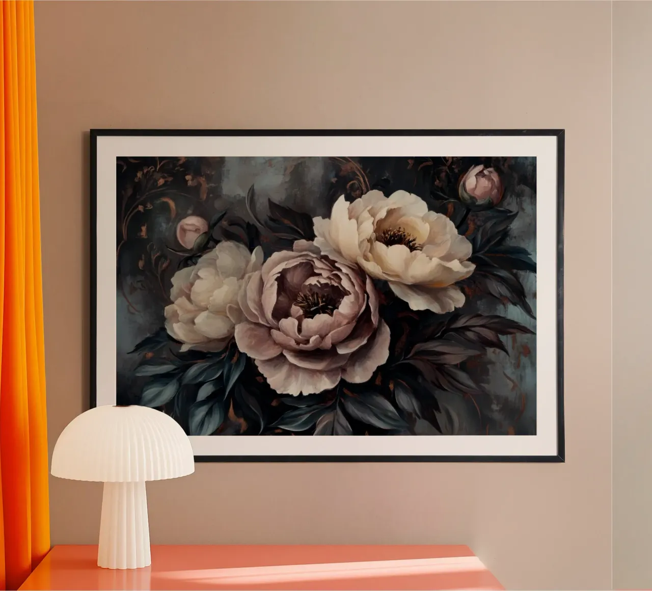 Sinfonia floreale barocca poster con telaio in legno da Flower Garden - Uta Naumann