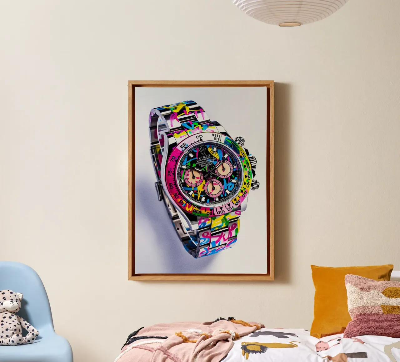 Pop art Rolex canvas with Floater frame by FreeArtStudio