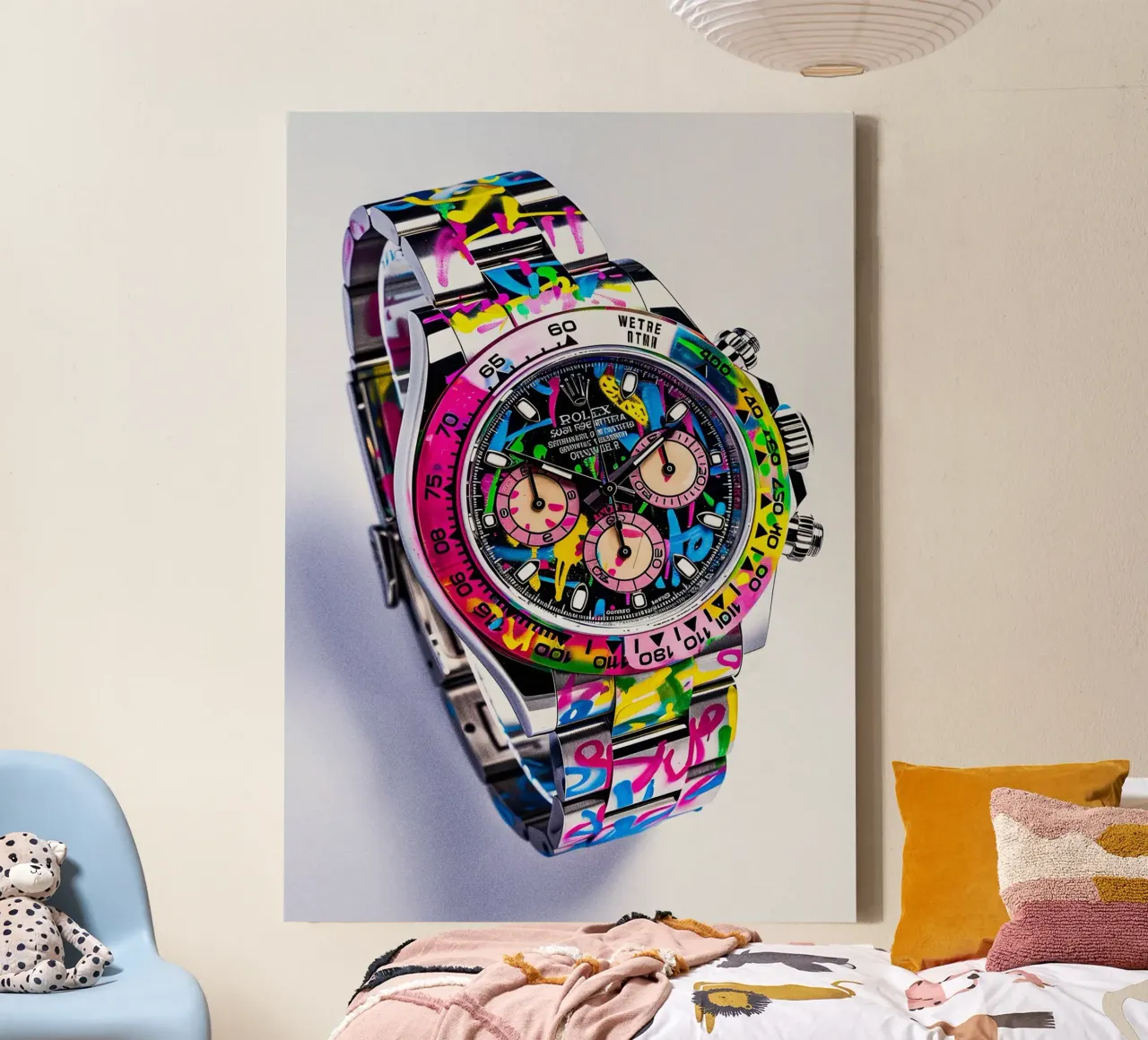 Pop art Rolex canvas with Floater frame by FreeArtStudio