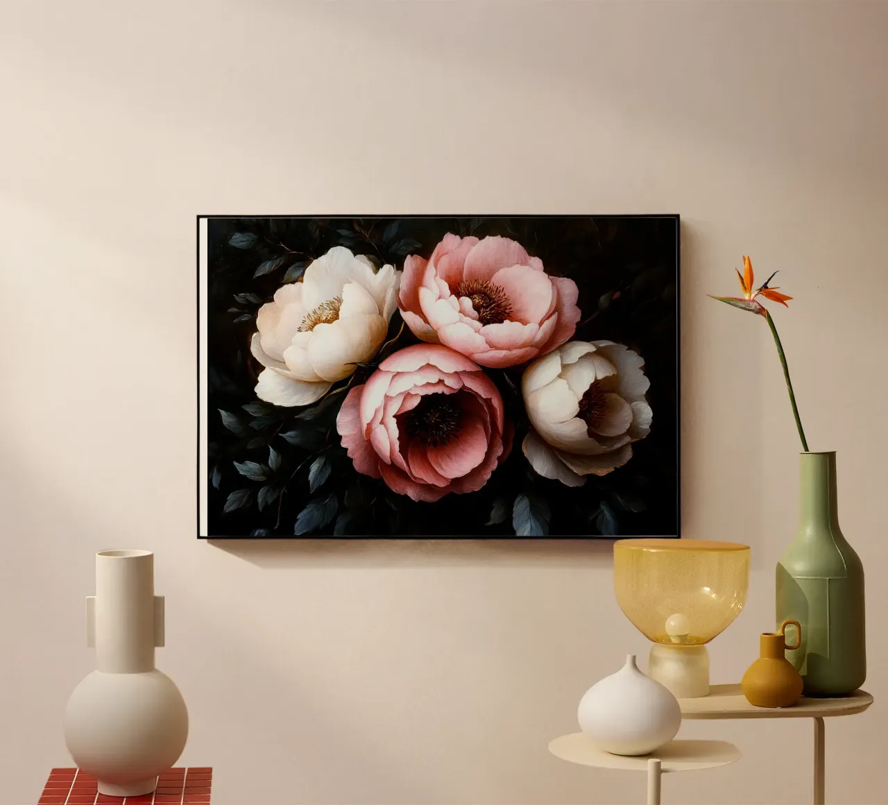 Elegant Baroque Peony Bouquet acrylic glass by Flower Garden - Uta Naumann