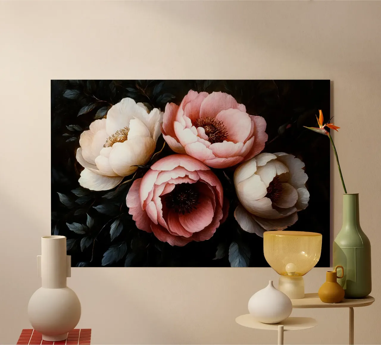 Elegant Baroque Peony Bouquet acrylic glass by Flower Garden - Uta Naumann
