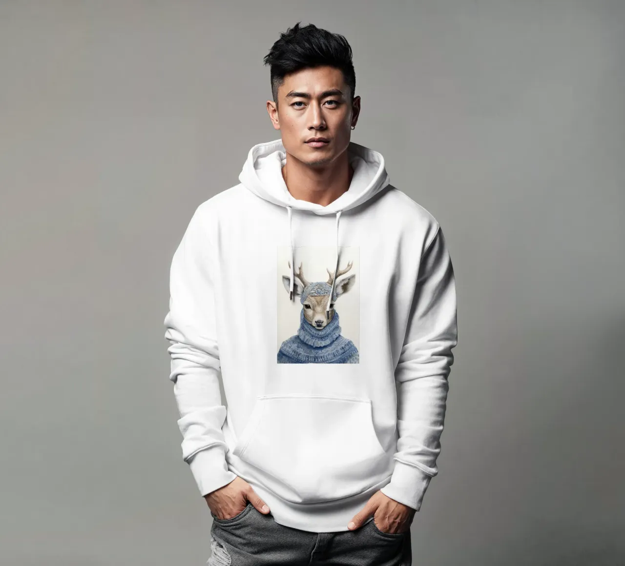 Carino il cervo con il maglione felpa con cappuccio da IamHomeStudio