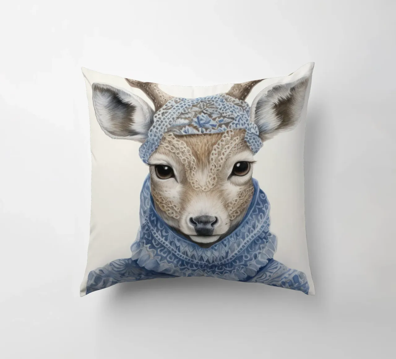 Cute Deer in Sweater decorative cushion by IamHomeStudio