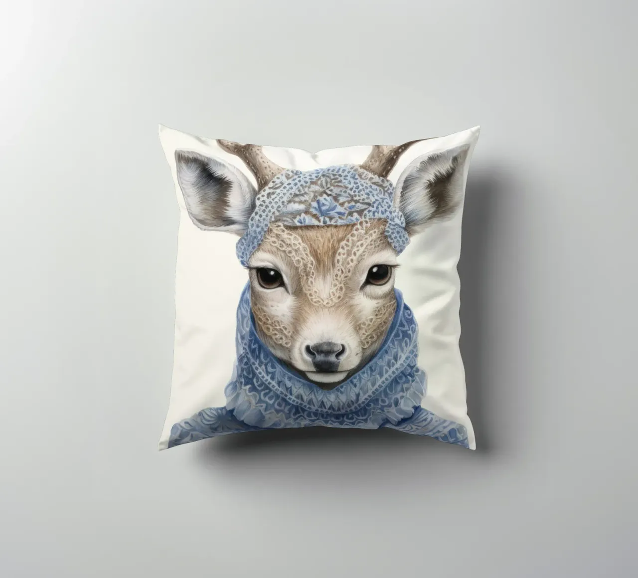 Cute Deer in Sweater decorative cushion by IamHomeStudio