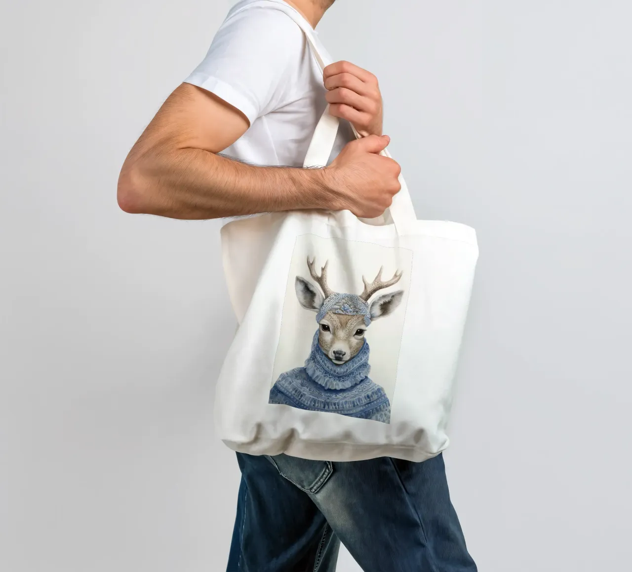 Mignon cerf en pull tote bag de IamHomeStudio