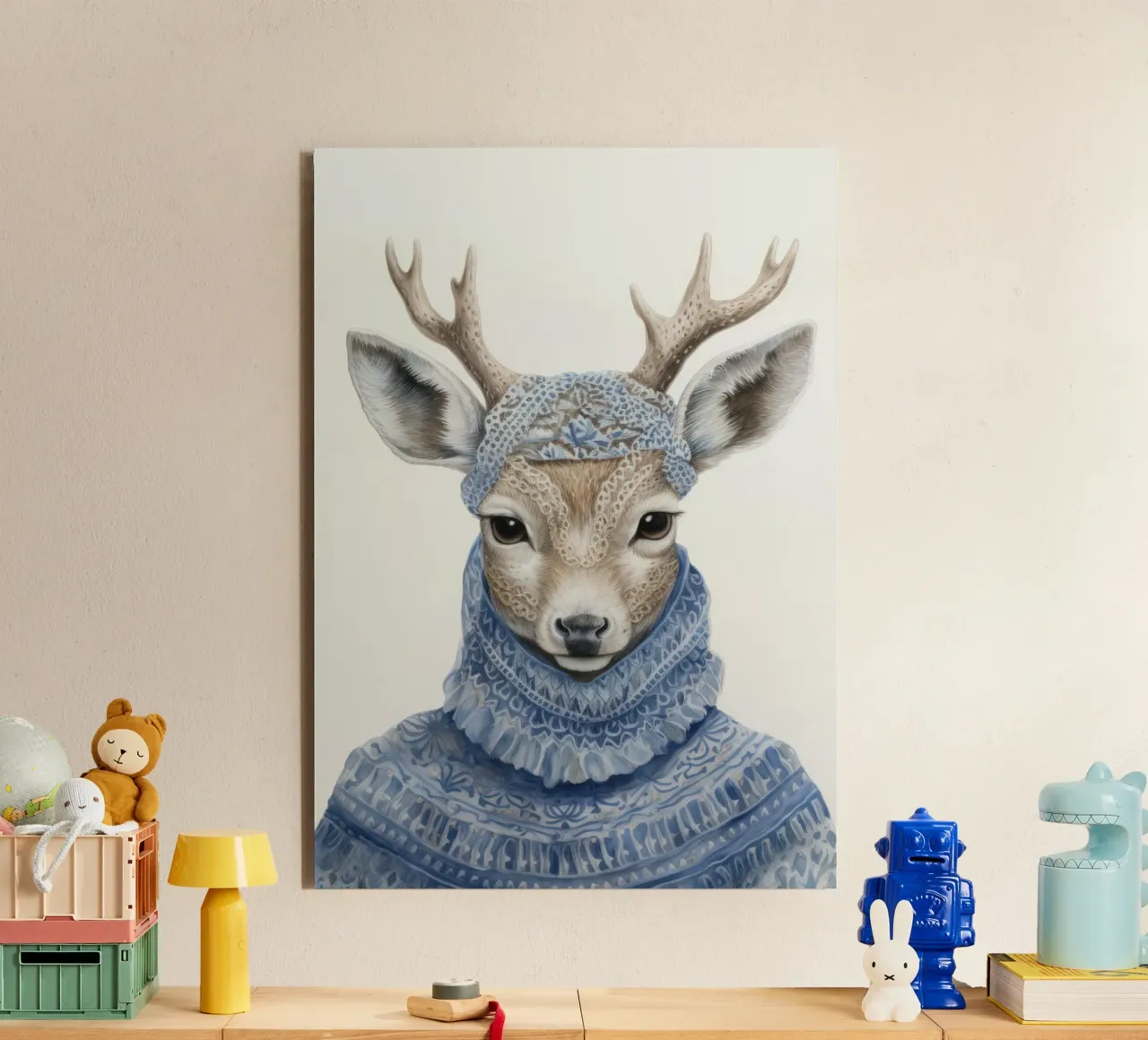 Cute Deer in Sweater alu-dibond by IamHomeStudio