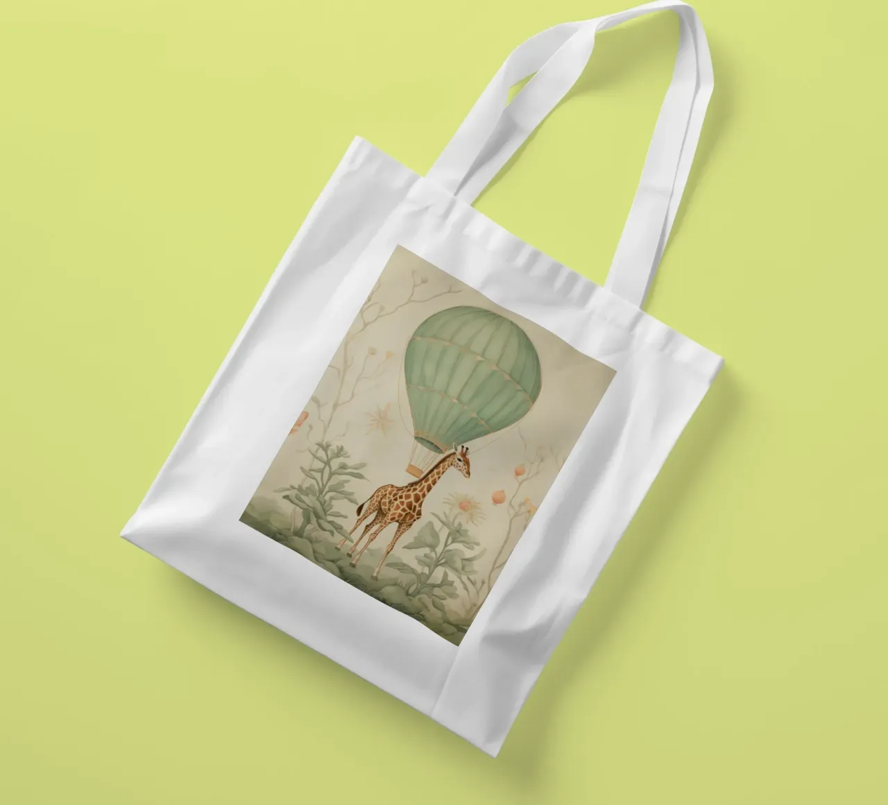 Giraffa con mongolfiera borsa in juta da IamHomeStudio