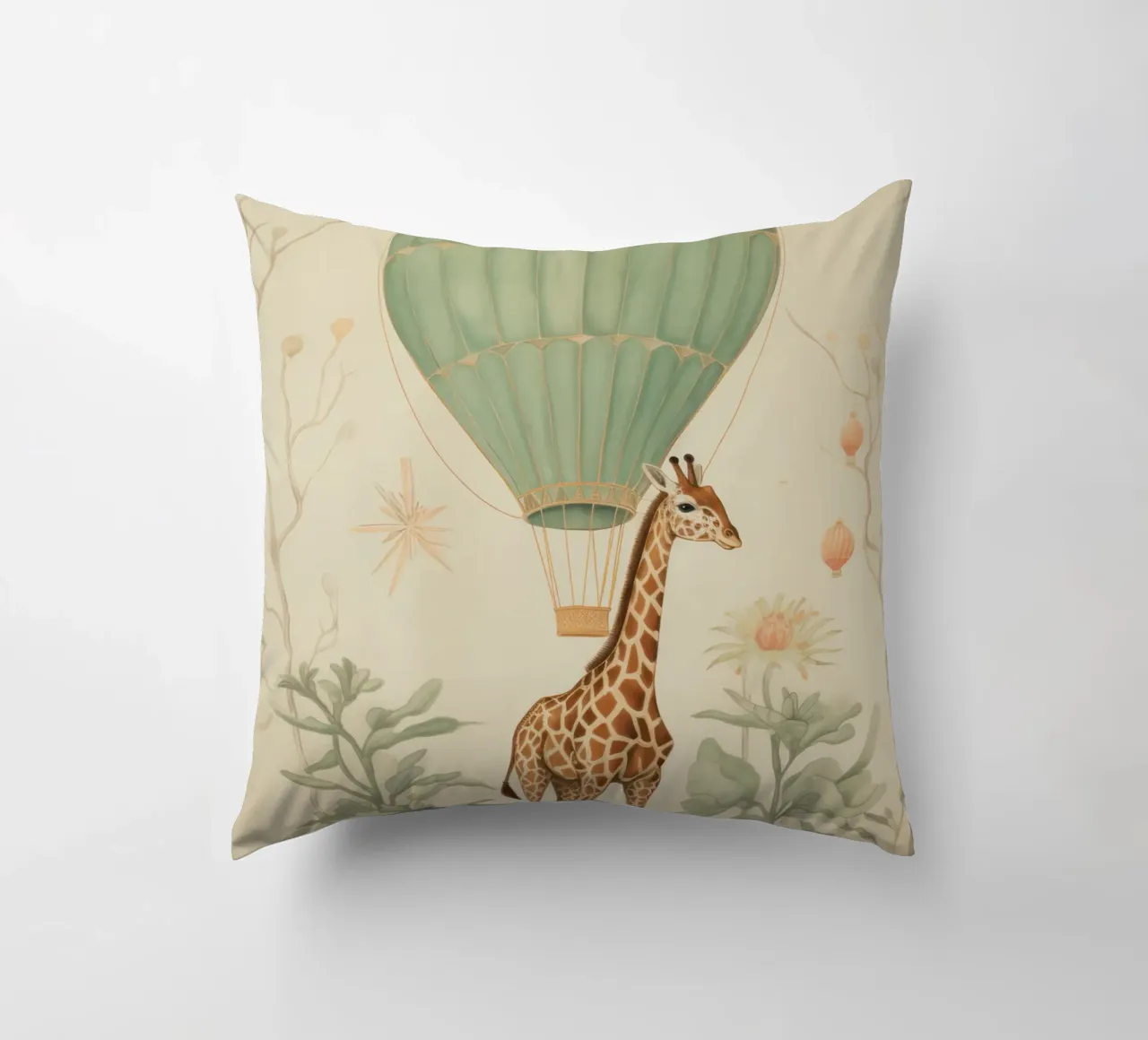 Giraffa con mongolfiera cuscino da IamHomeStudio