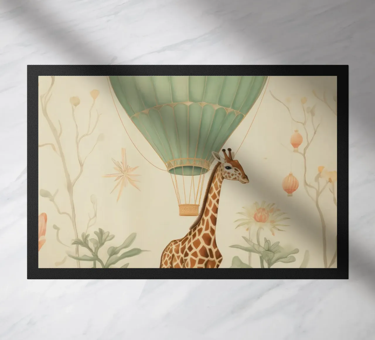 Giraffa con mongolfiera zerbino da IamHomeStudio