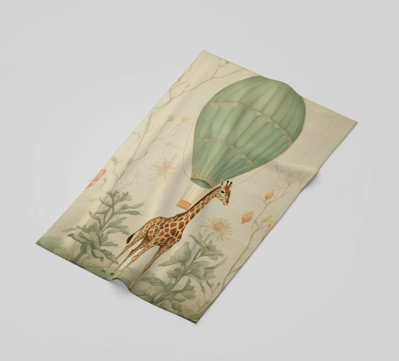 Giraffa con mongolfiera telo mare da IamHomeStudio
